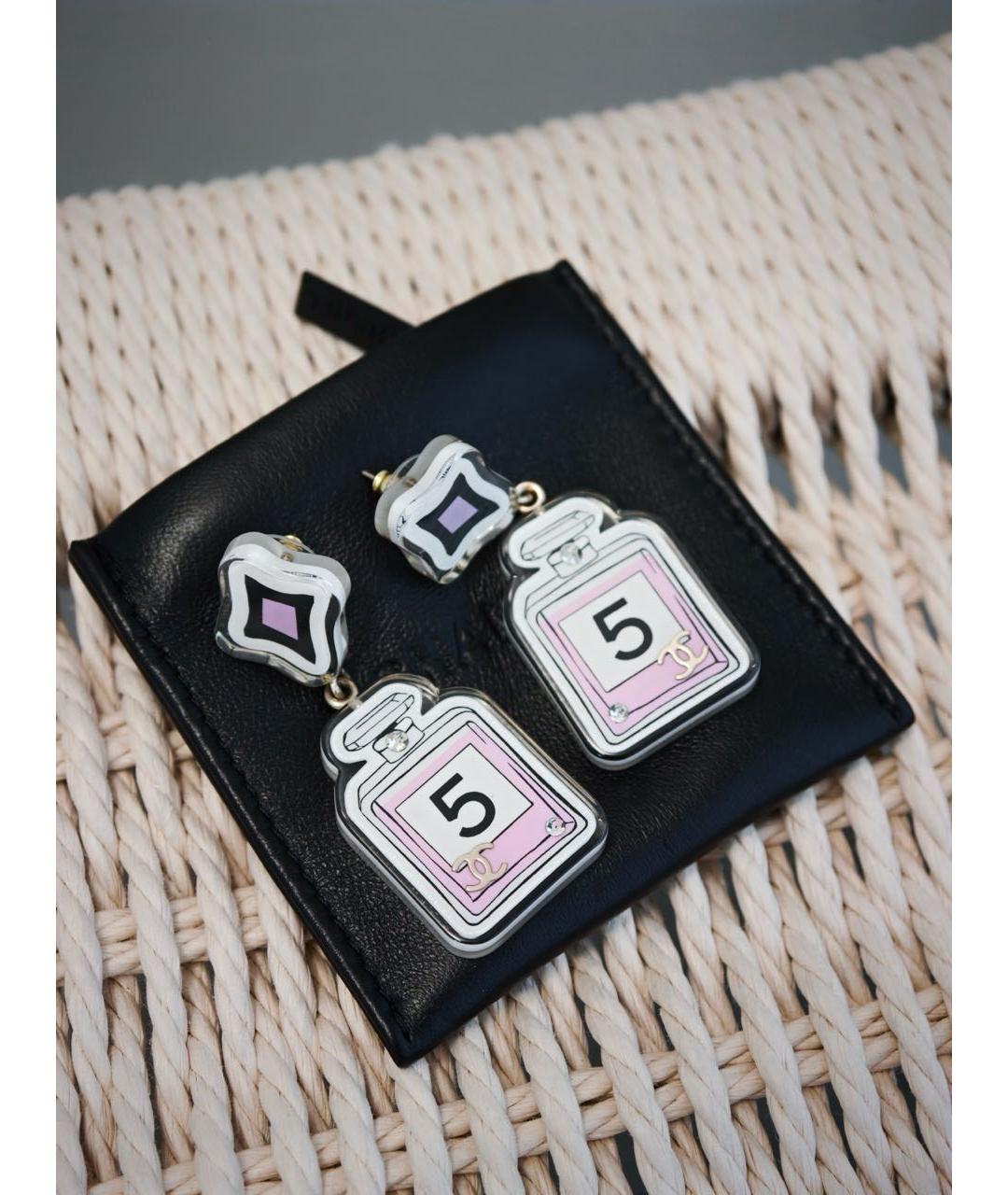 CHANEL Розовые пластиковые серьги, фото 4