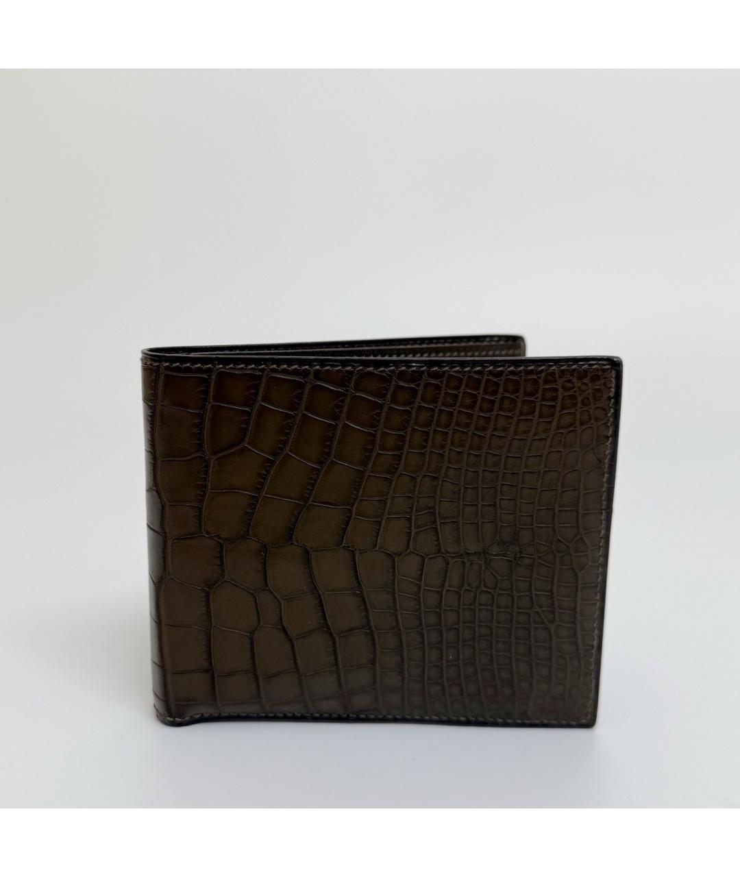 HERMES Коричневый кошелек из кожи крокодила, фото 9
