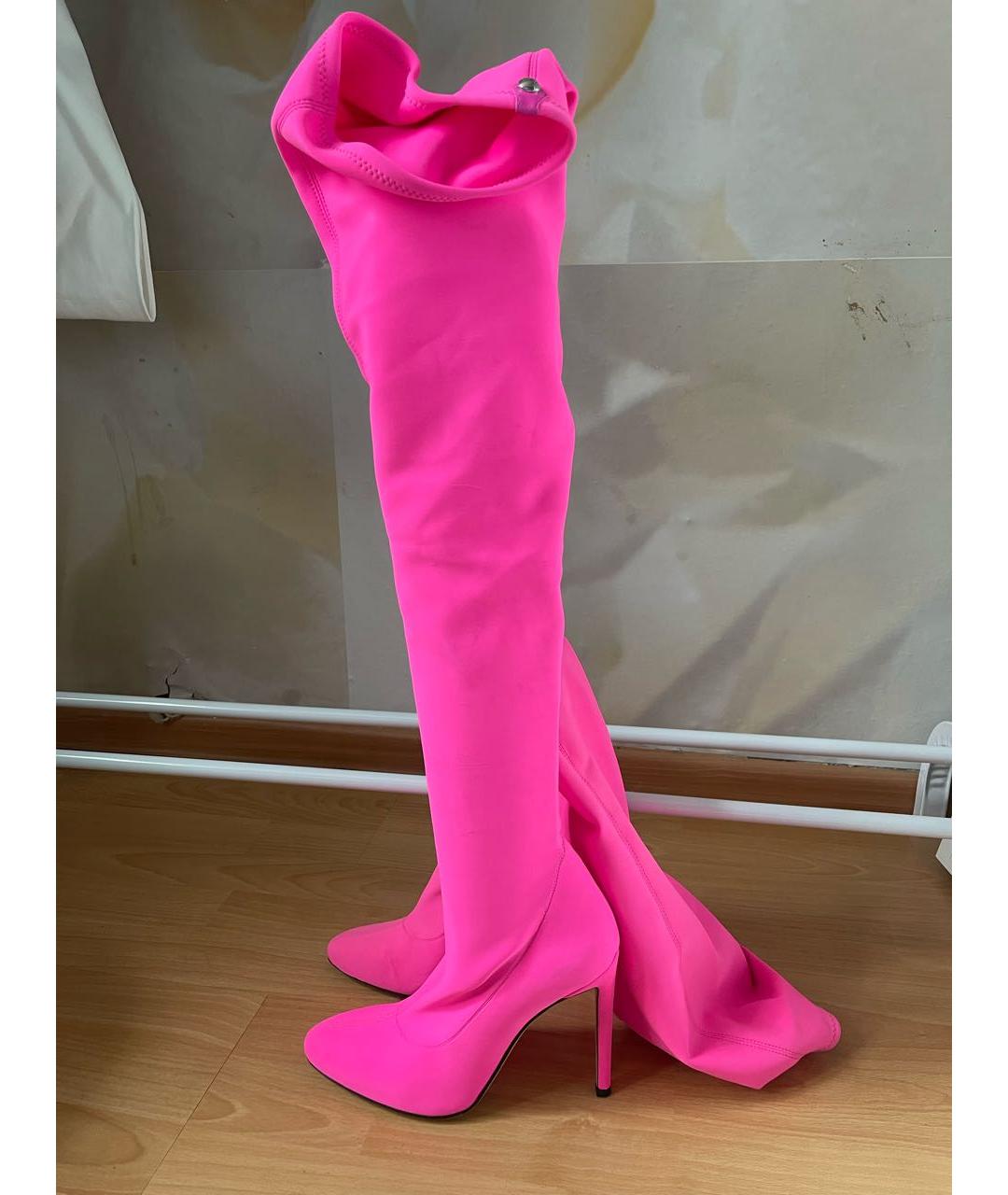 GIUSEPPE ZANOTTI DESIGN Розовые текстильные ботфорты, фото 5