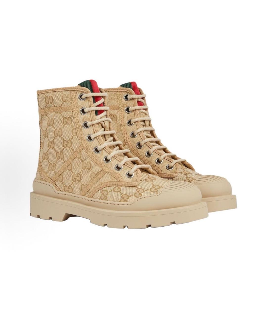 GUCCI Бежевые текстильные ботинки, фото 2