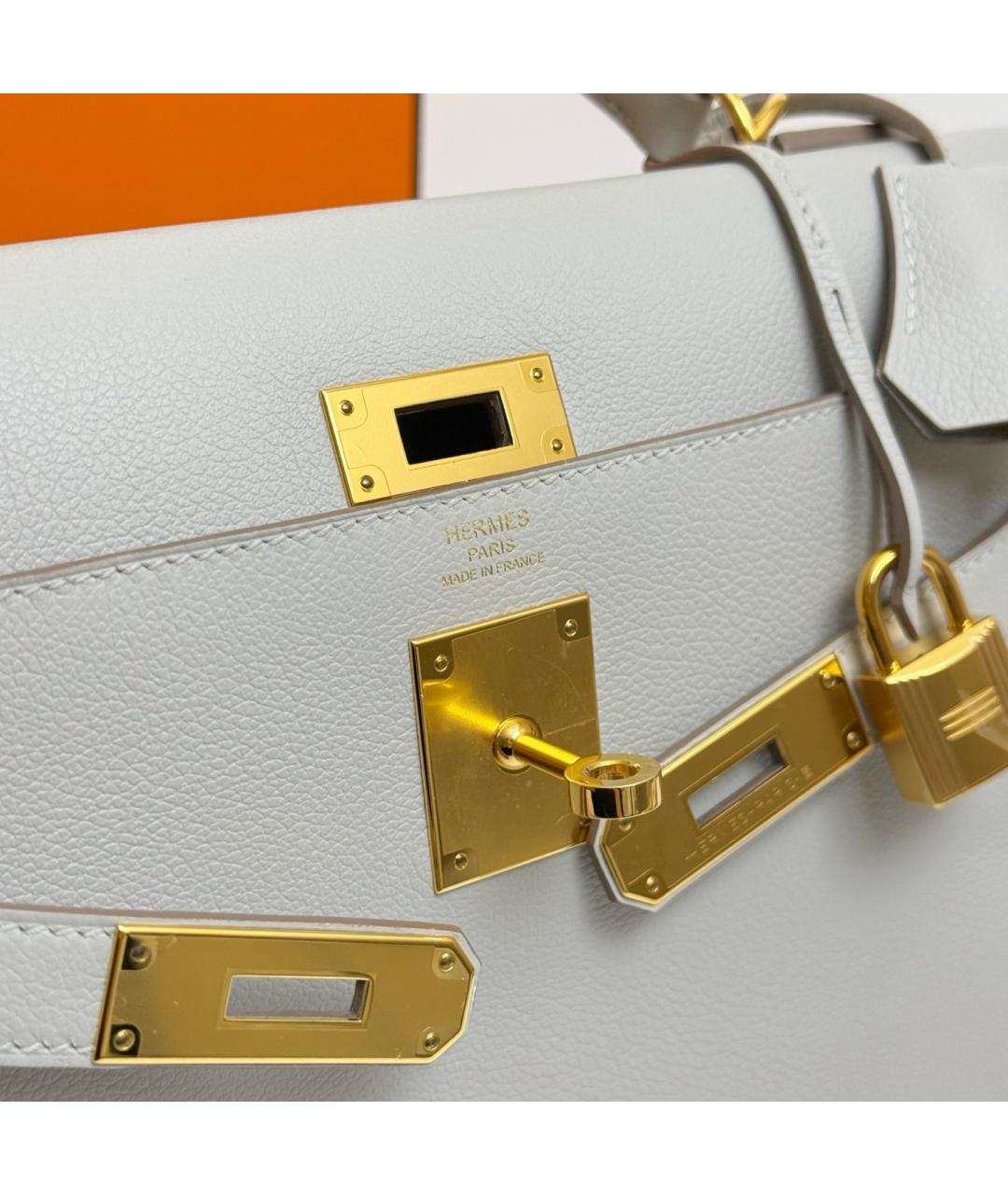 HERMES Серая кожаная сумка тоут, фото 7