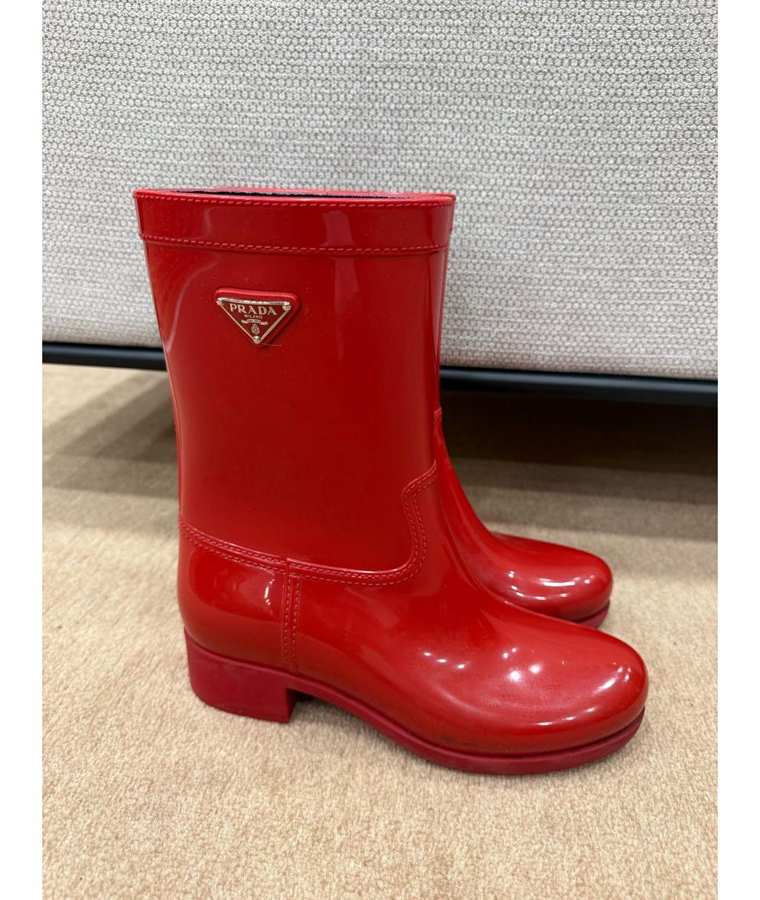 PRADA Красные резиновые сапоги, фото 4