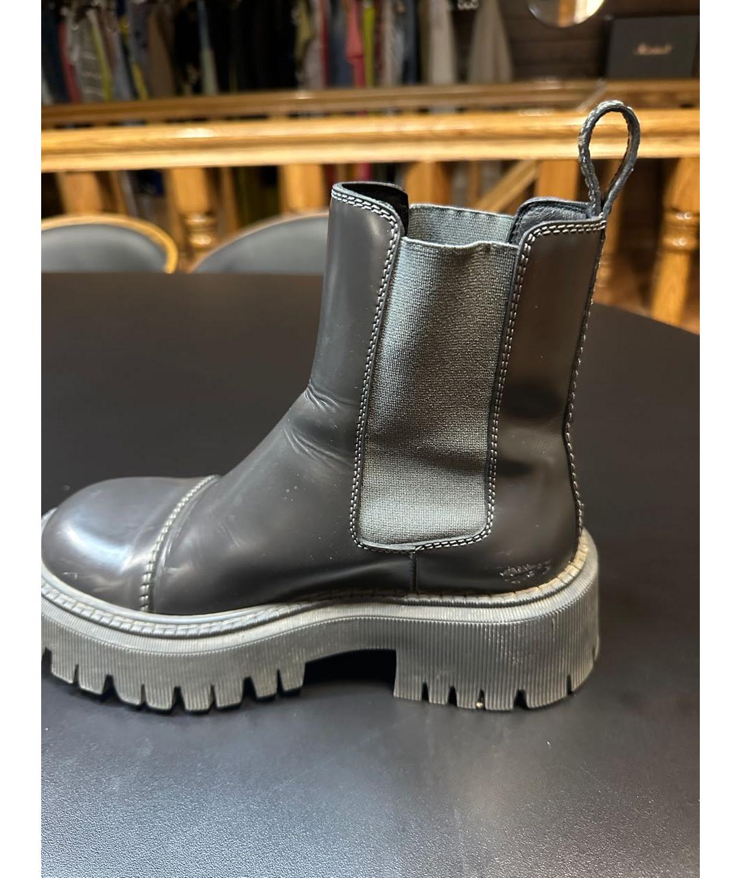 BALENCIAGA Антрацитовые кожаные ботинки, фото 5