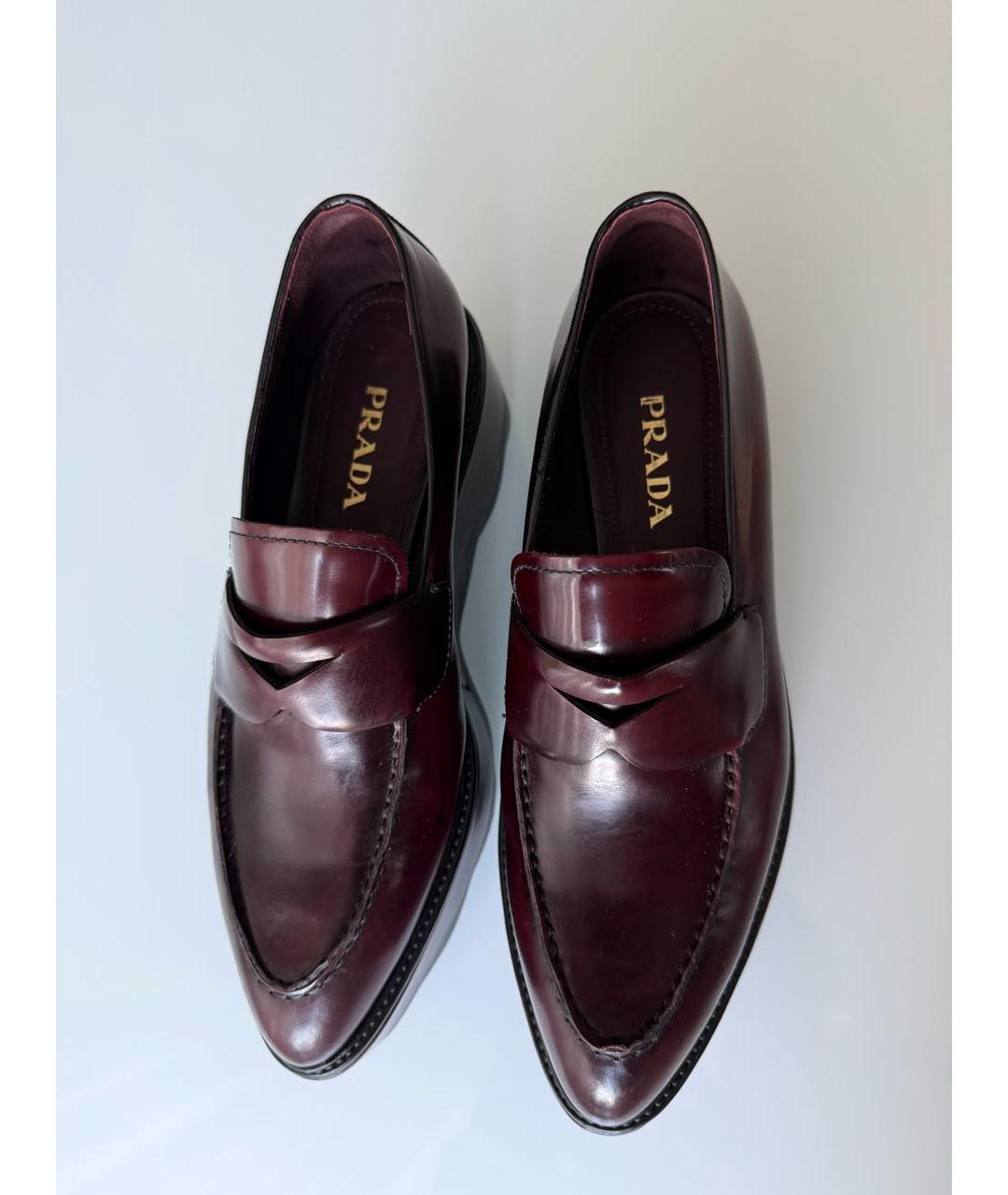 PRADA Бордовые кожаные лоферы, фото 4