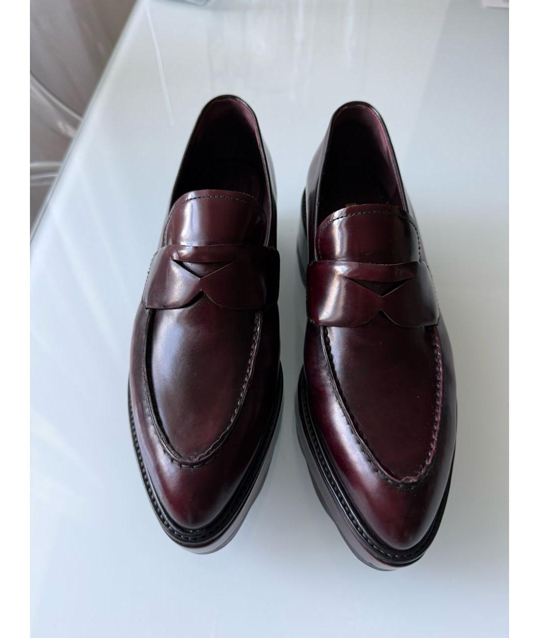 PRADA Бордовые кожаные лоферы, фото 2
