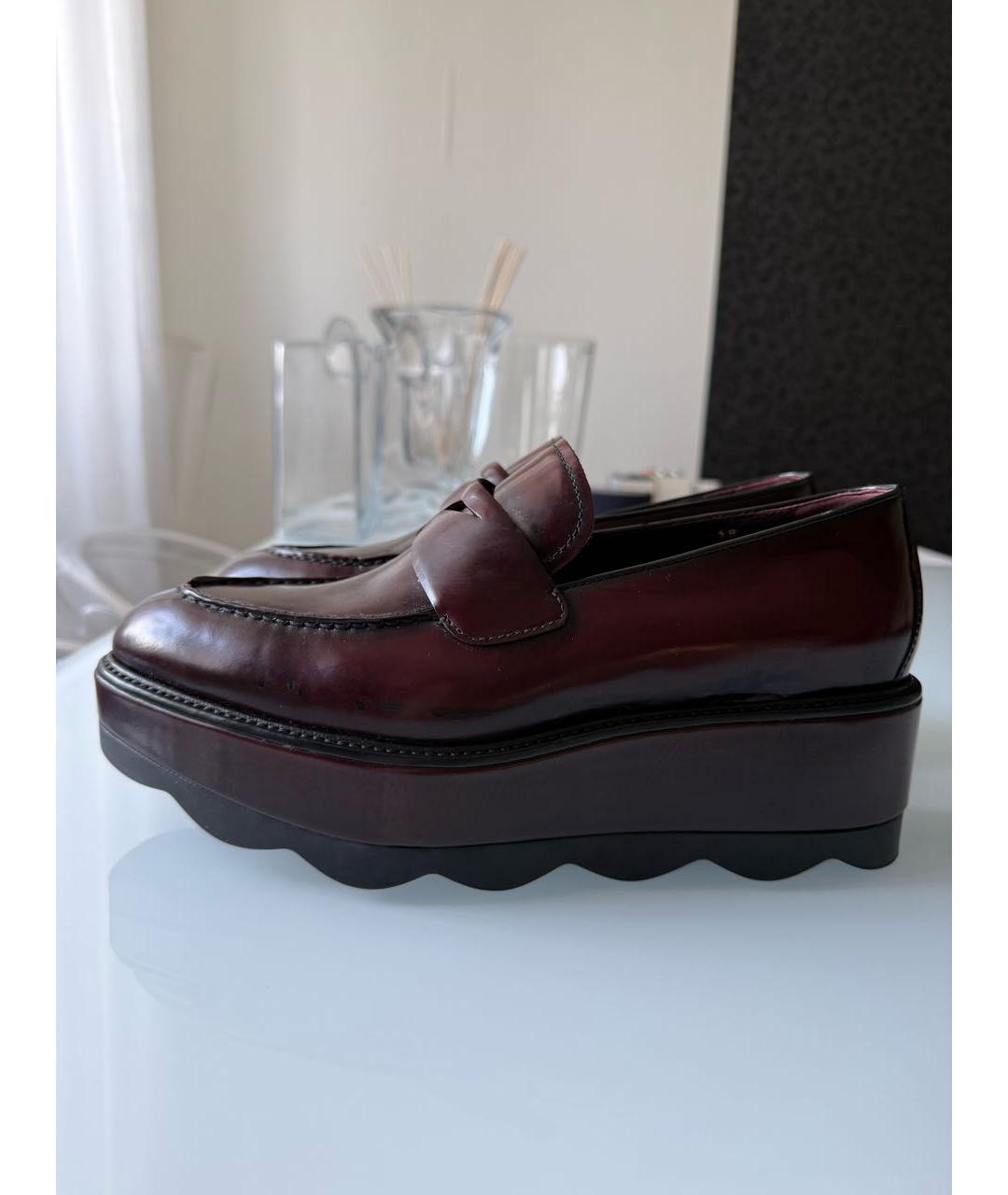 PRADA Бордовые кожаные лоферы, фото 9
