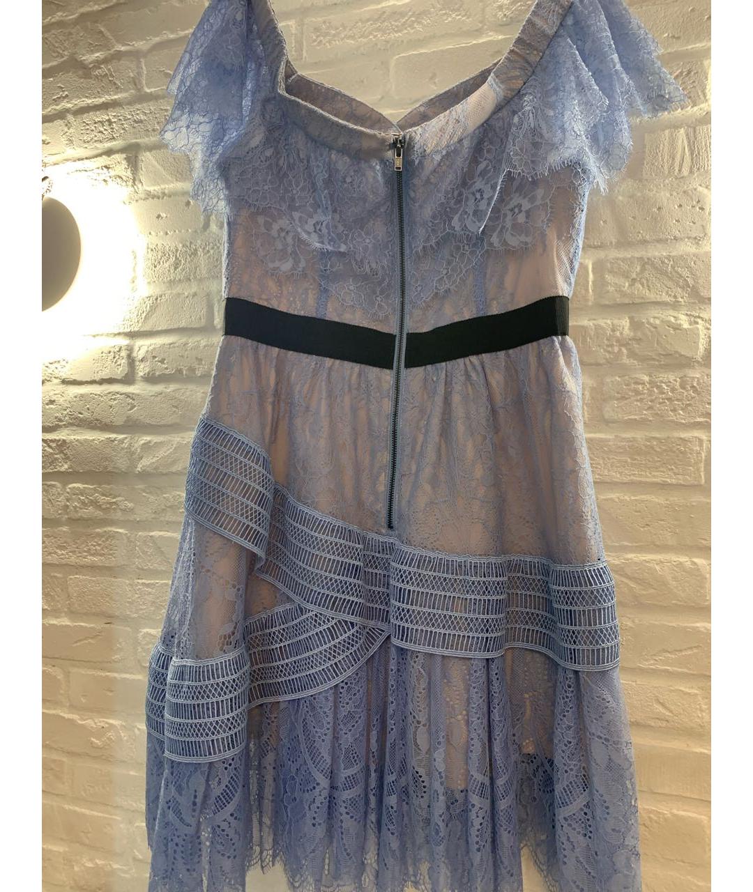 SELF-PORTRAIT Голубое кружевное коктейльное платье, фото 2
