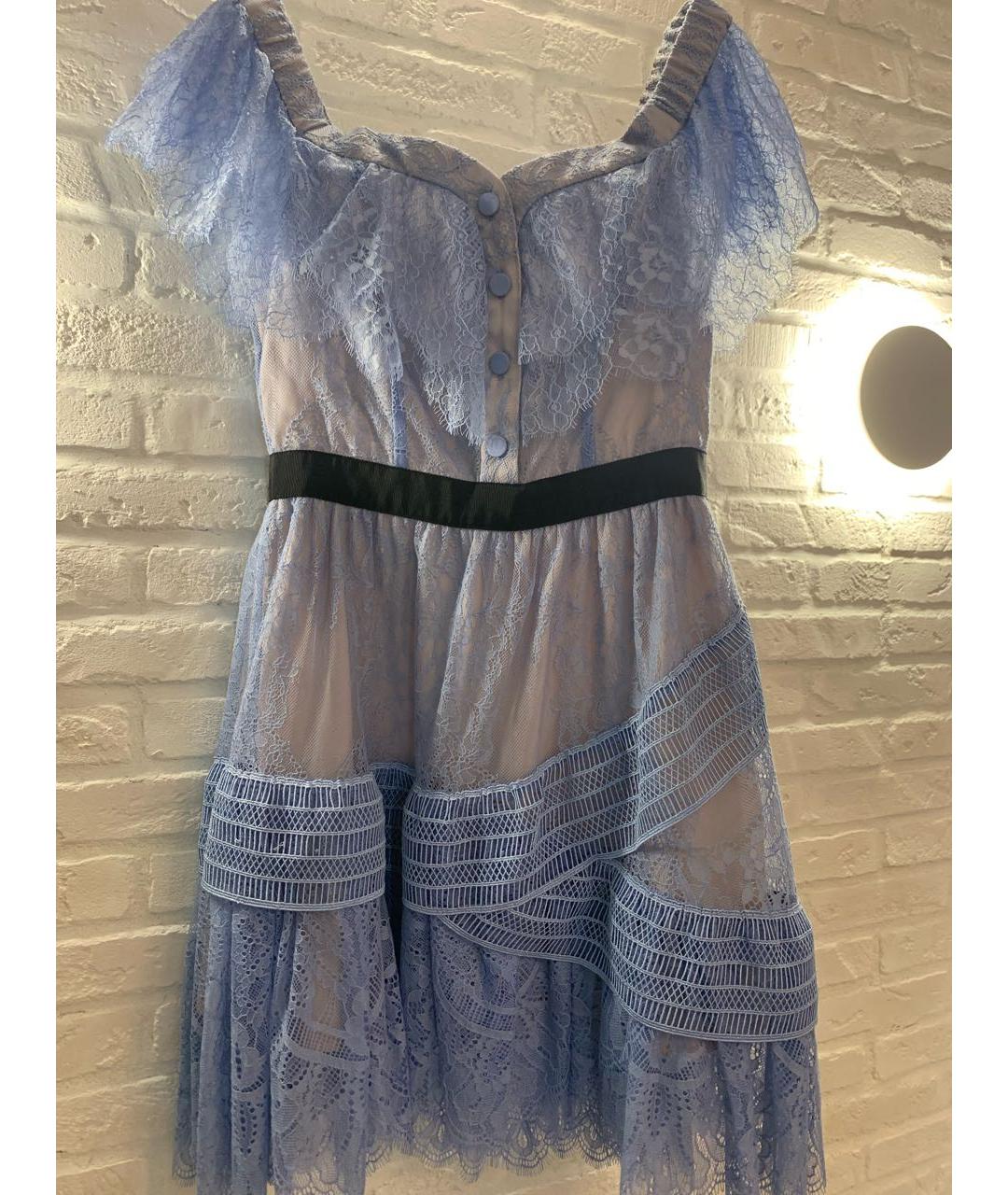 SELF-PORTRAIT Голубое кружевное коктейльное платье, фото 8