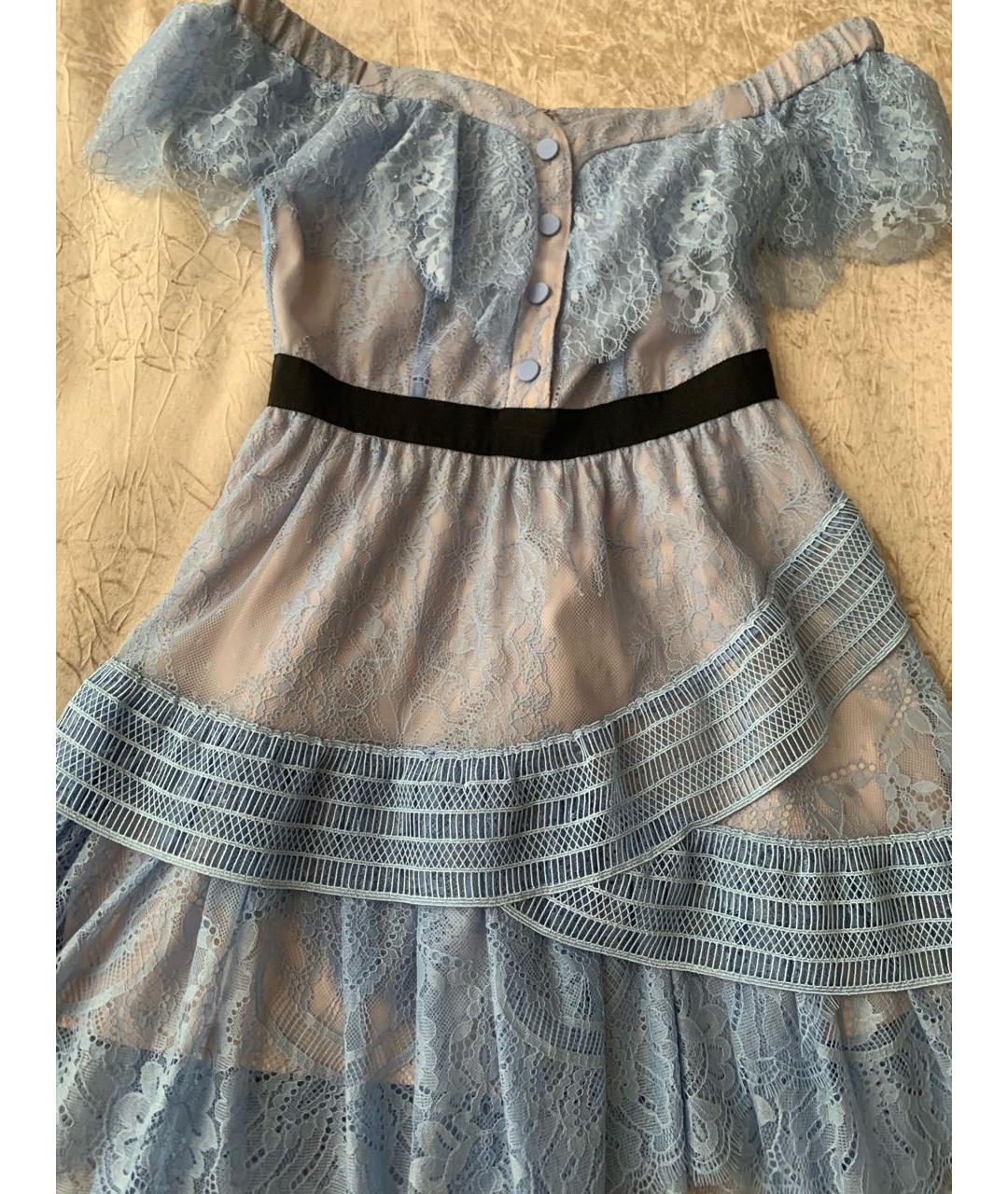 SELF-PORTRAIT Голубое кружевное коктейльное платье, фото 6