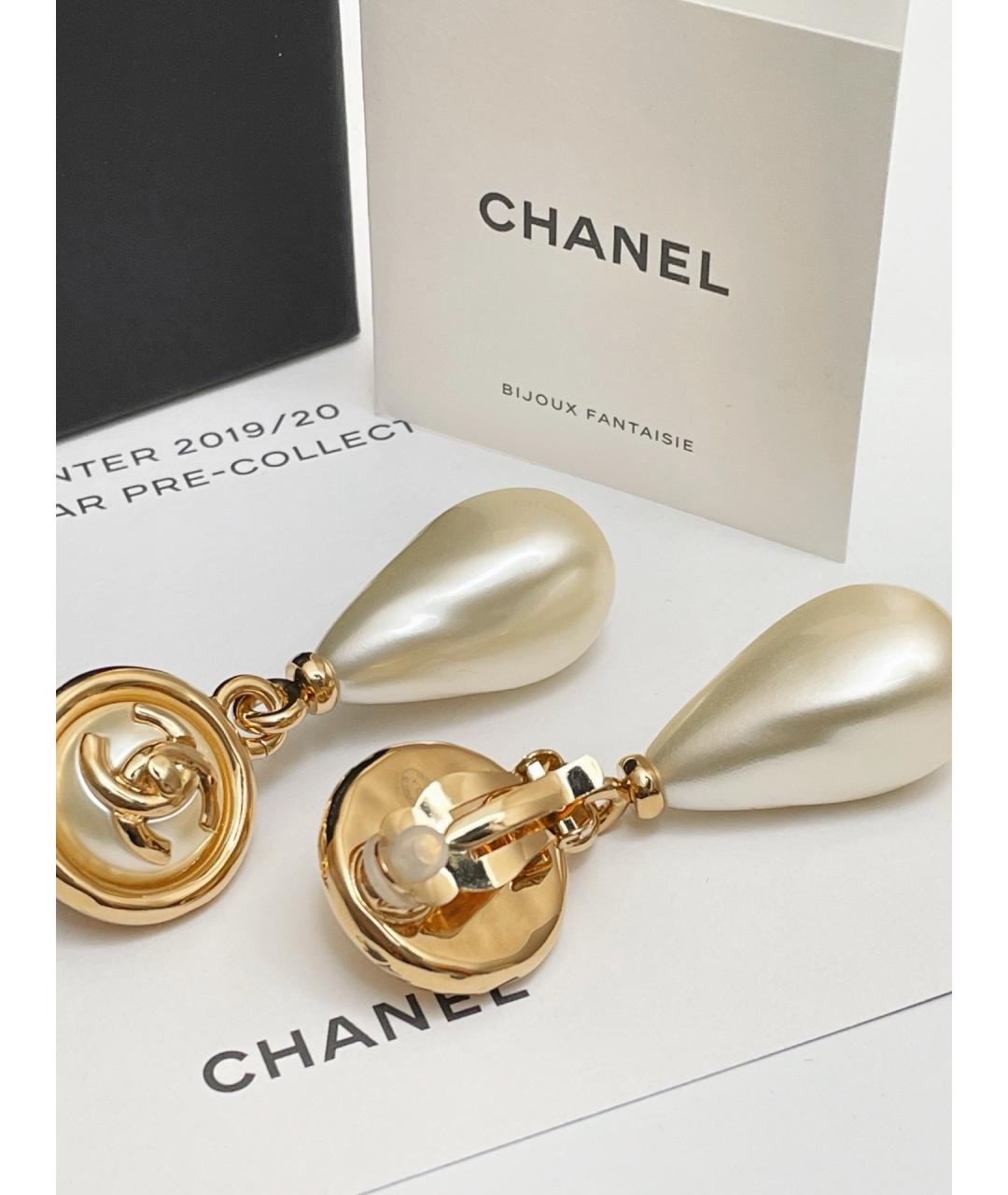 CHANEL Золотые металлические клипсы, фото 4