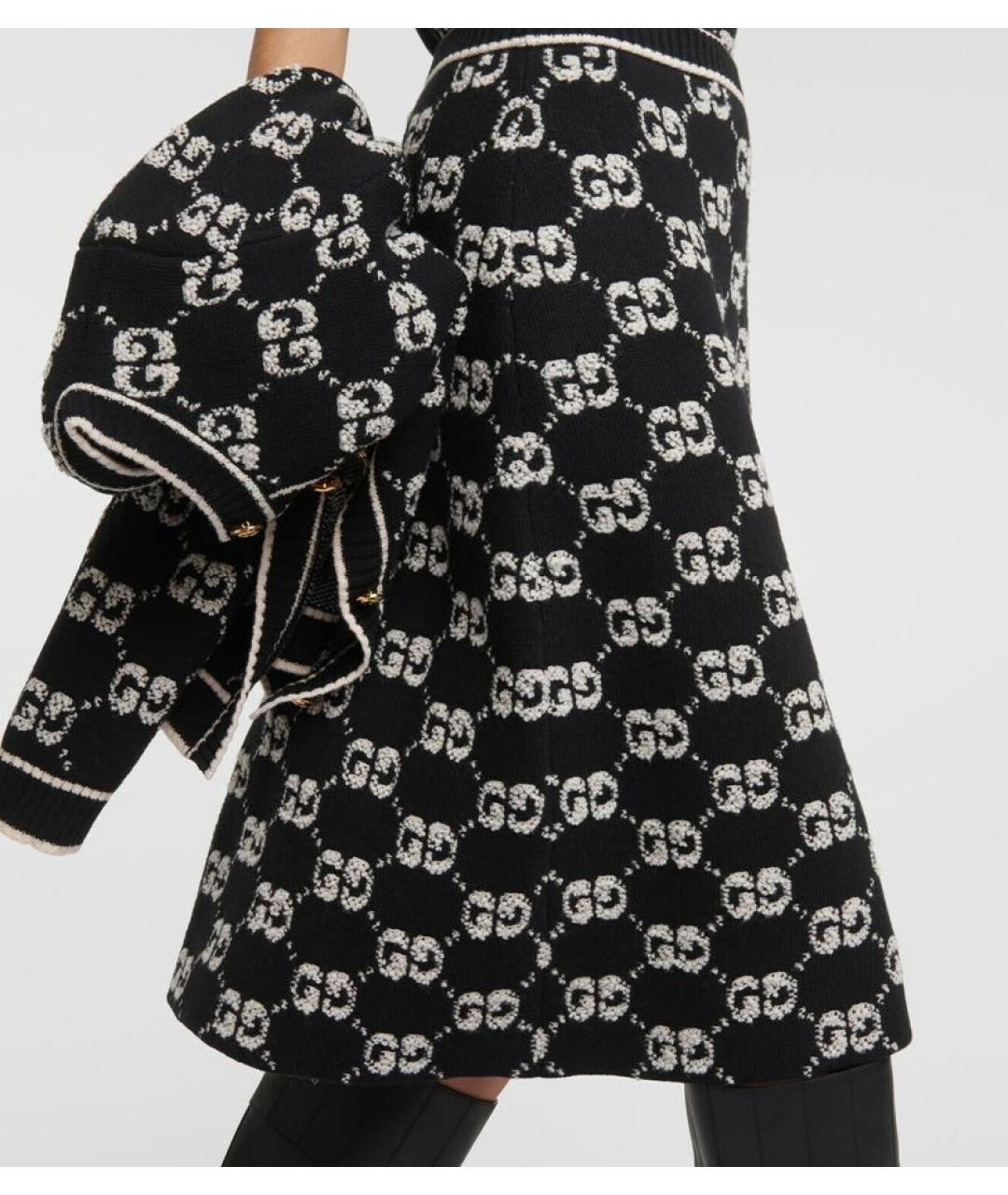 GUCCI Черная шерстяная юбка миди, фото 2