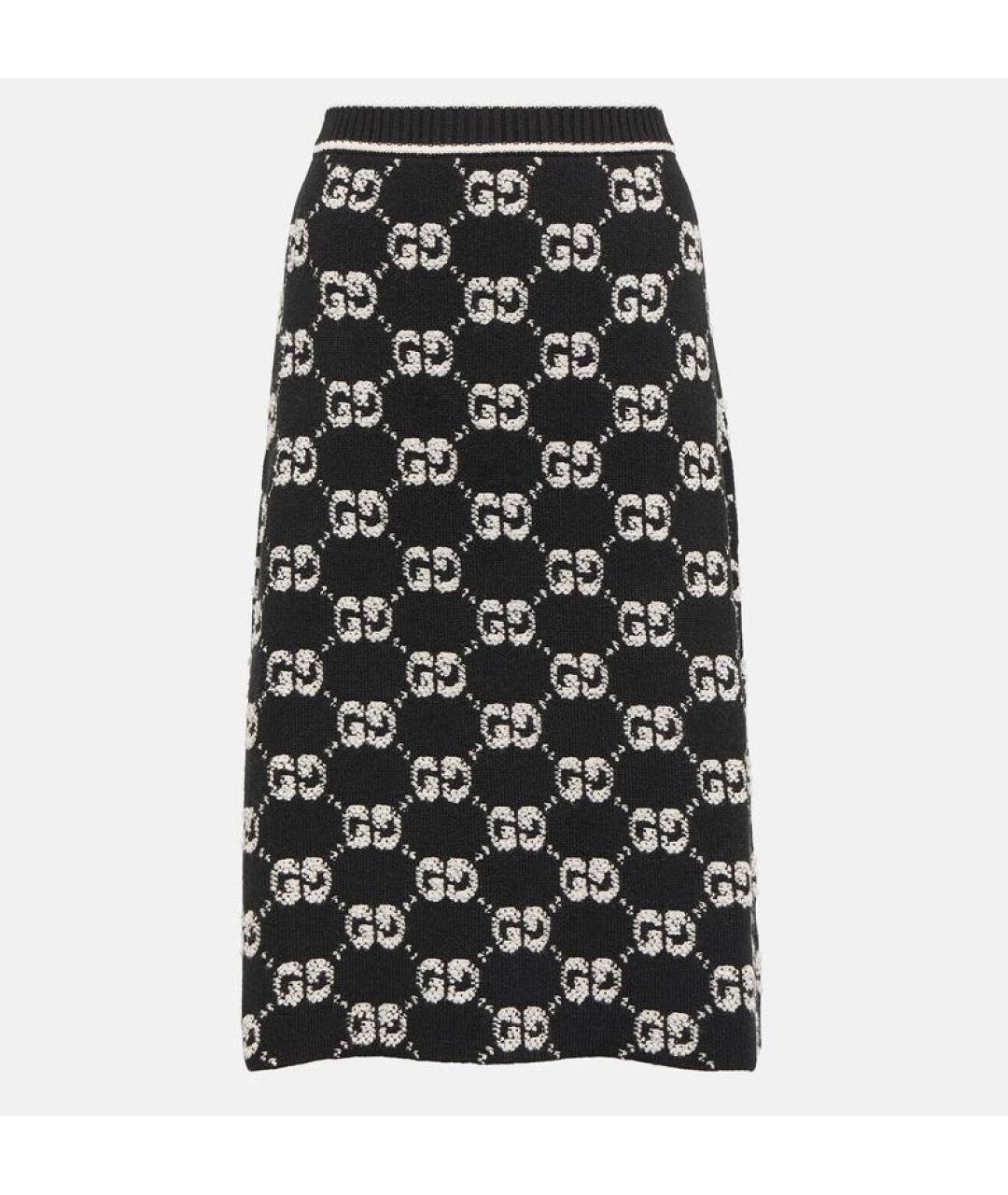GUCCI Черная шерстяная юбка миди, фото 6