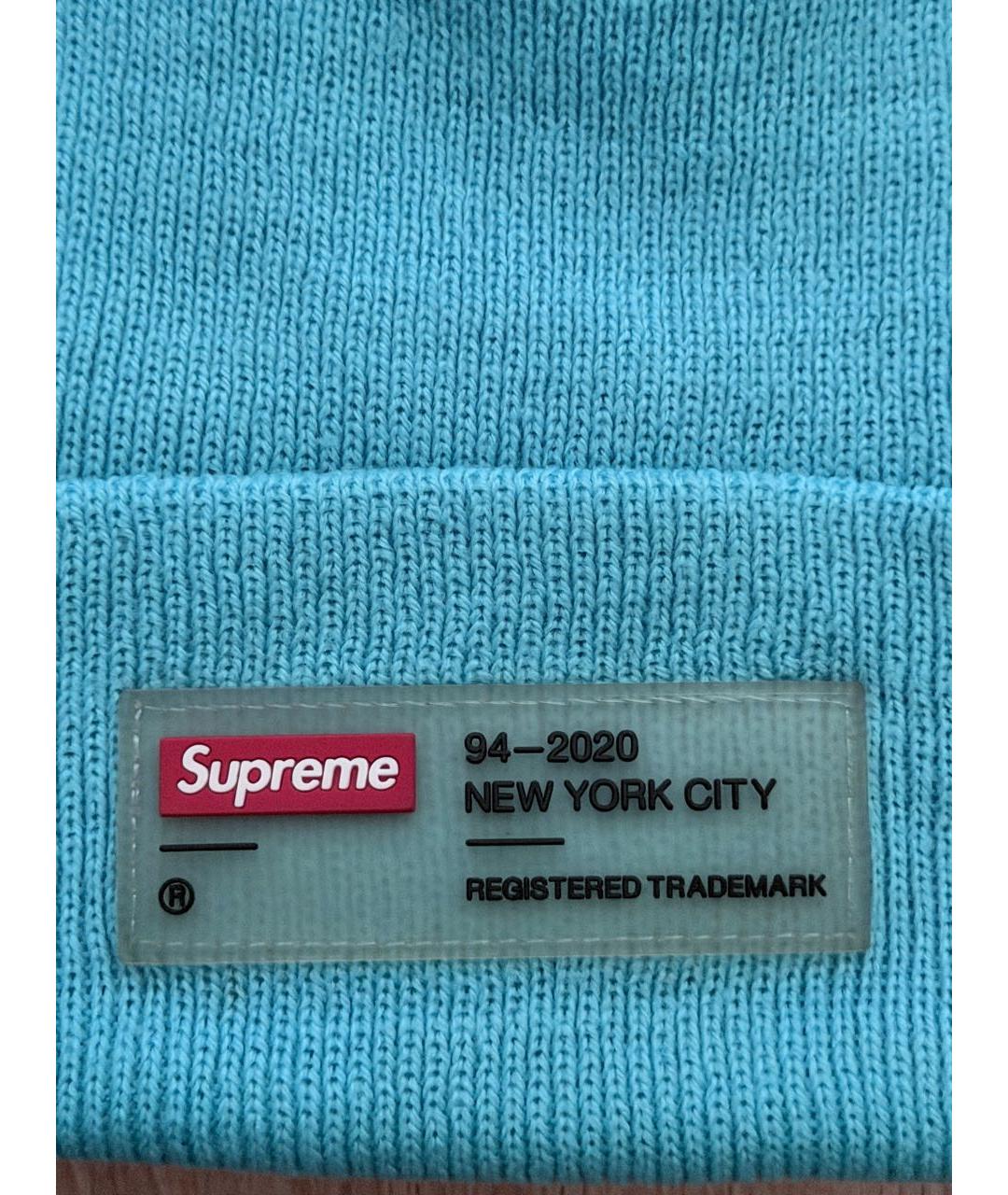 SUPREME Голубая хлопковая шапка, фото 3