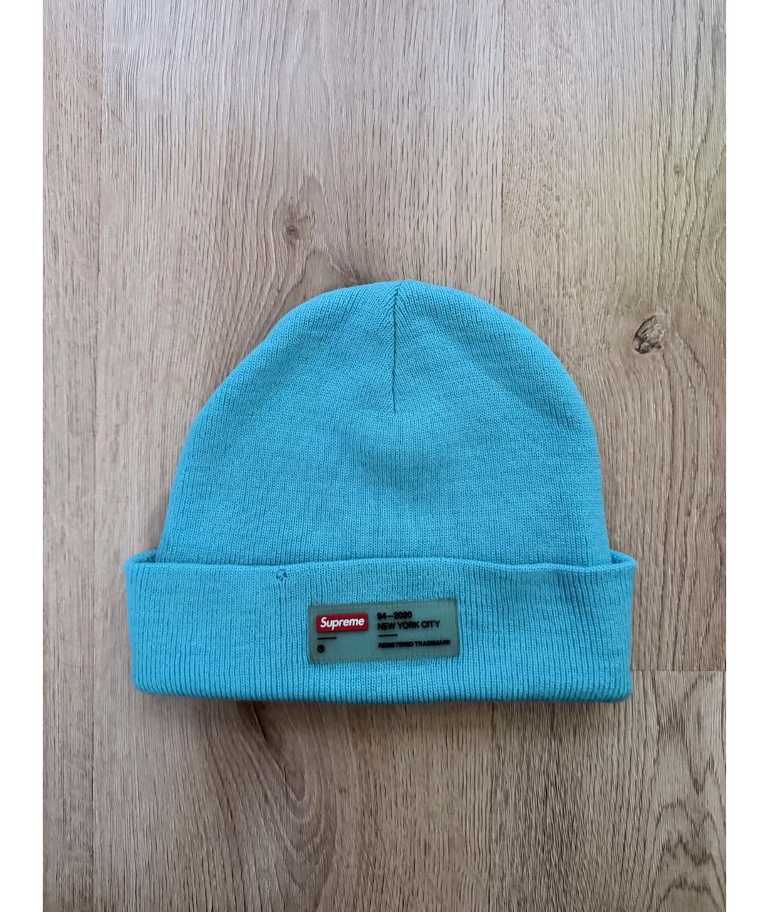 SUPREME Голубая хлопковая шапка, фото 7
