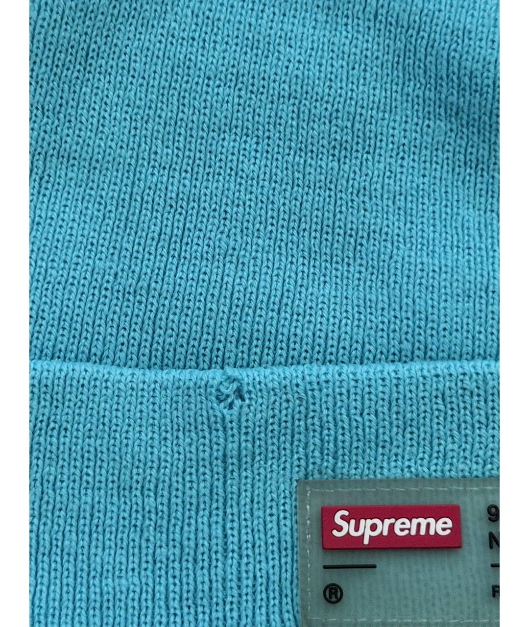 SUPREME Голубая хлопковая шапка, фото 6