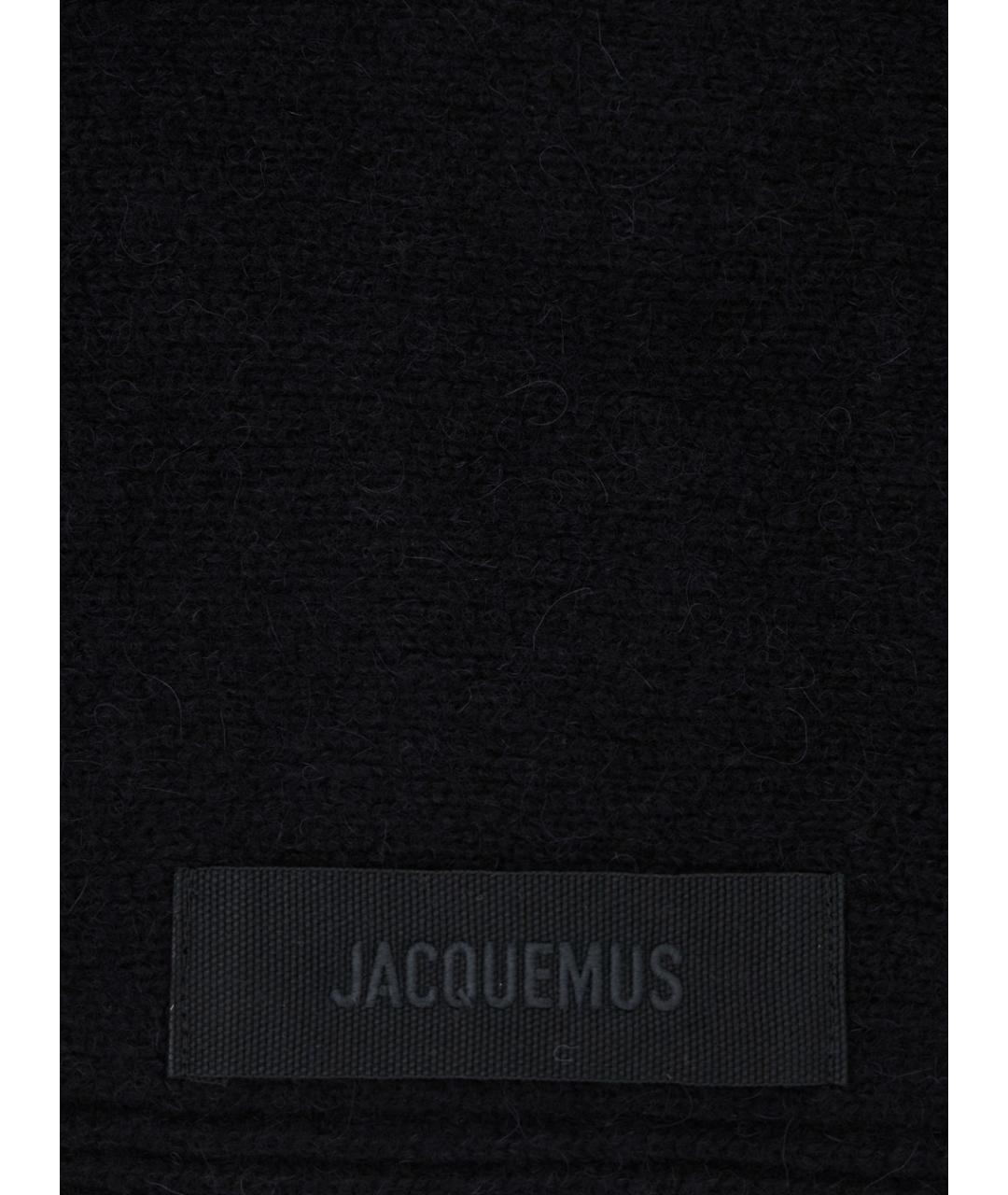 JACQUEMUS Черный шерстяной шарф, фото 3