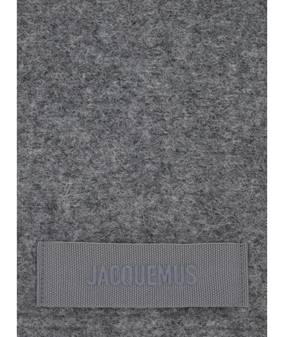 JACQUEMUS Серый шерстяной шарф, фото 3