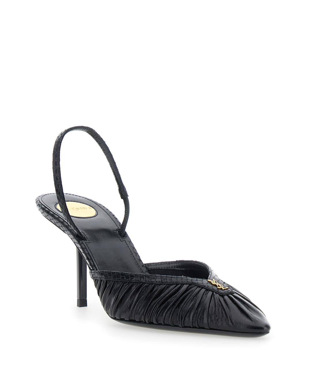 SAINT LAURENT Черные кожаные туфли, фото 2