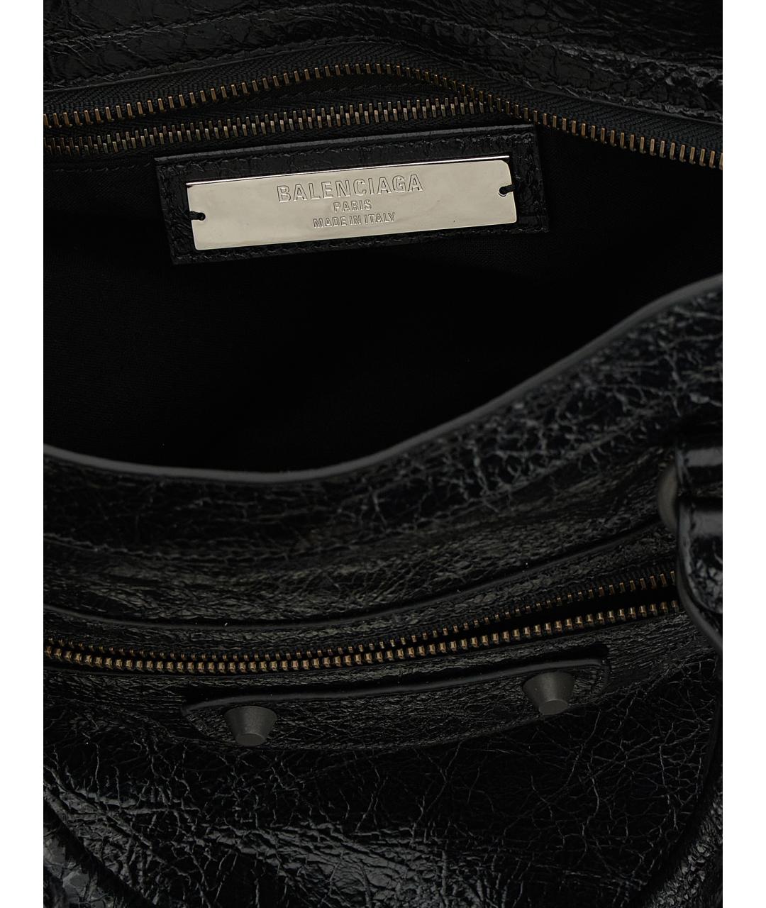 BALENCIAGA Черная кожаная сумка тоут, фото 4