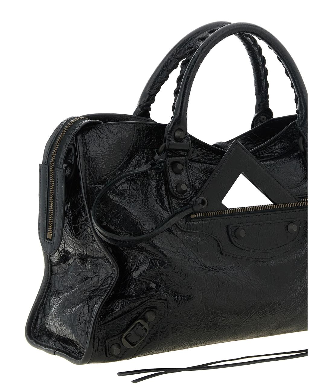 BALENCIAGA Черная кожаная сумка тоут, фото 3