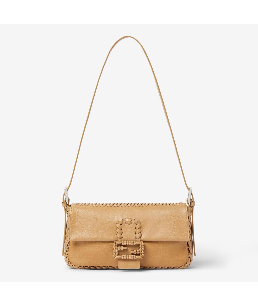 FENDI Бежевая кожаная сумка через плечо, фото 3