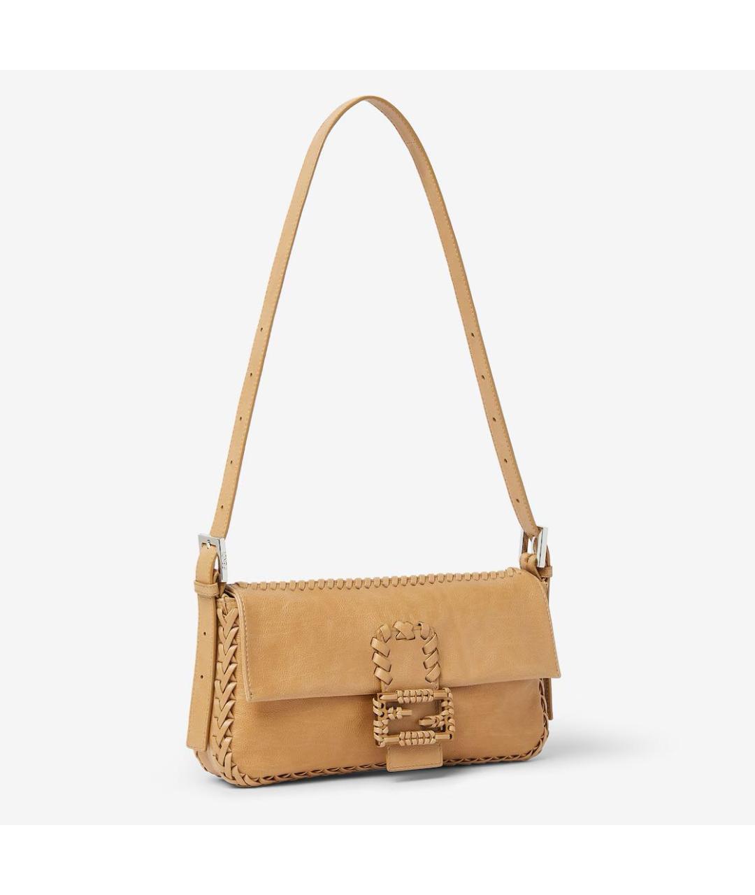 FENDI Бежевая кожаная сумка через плечо, фото 5