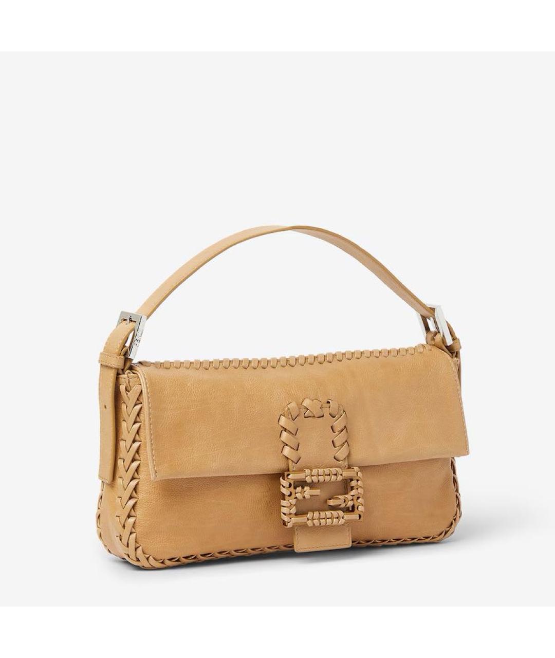 FENDI Бежевая кожаная сумка через плечо, фото 4