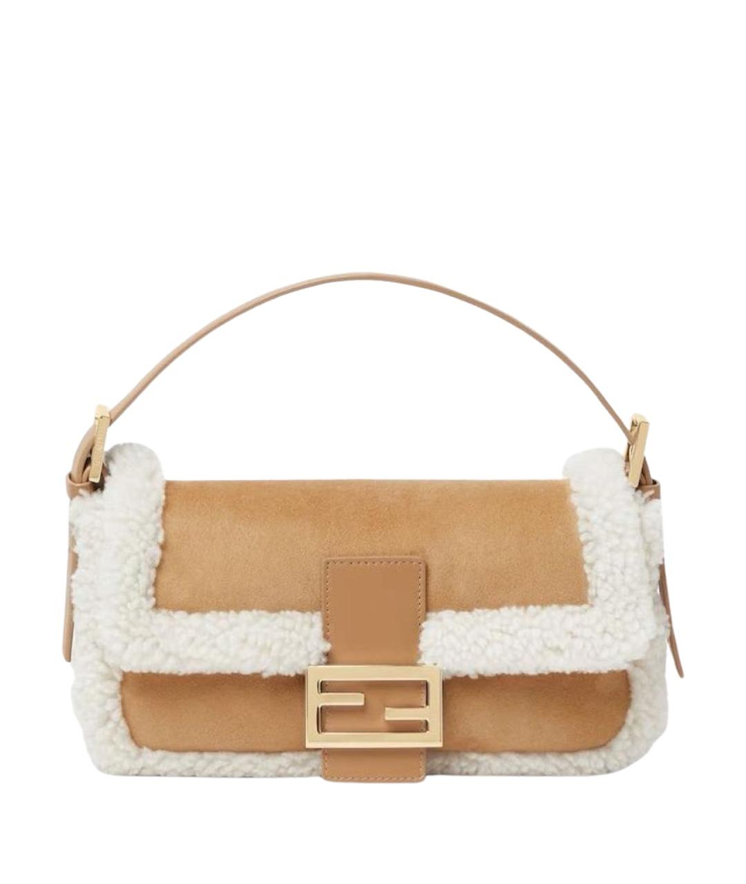 FENDI Бежевая замшевая сумка через плечо, фото 1