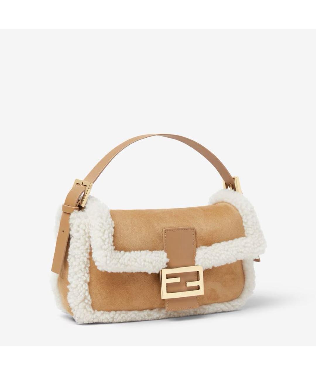 FENDI Бежевая замшевая сумка через плечо, фото 3