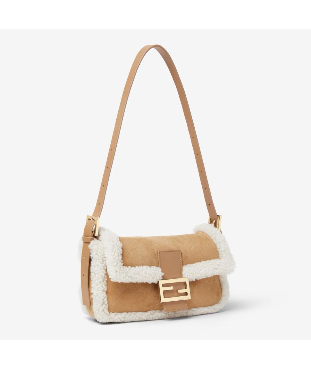 FENDI Бежевая замшевая сумка через плечо, фото 4
