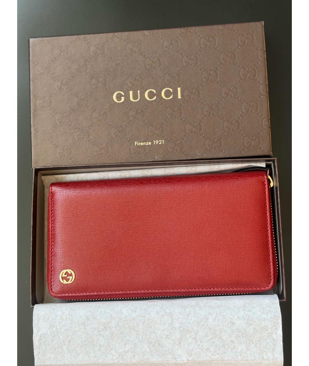 GUCCI Красный кожаный кошелек, фото 8