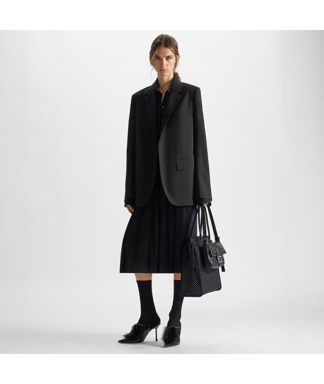 FENDI Черная кожаная сумка через плечо, фото 2