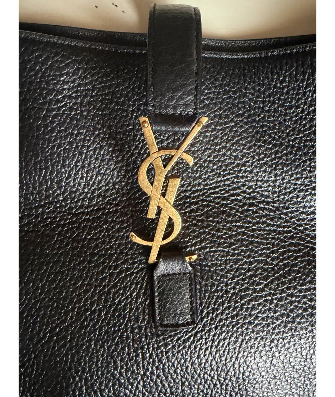 SAINT LAURENT Черная кожаная сумка тоут, фото 8