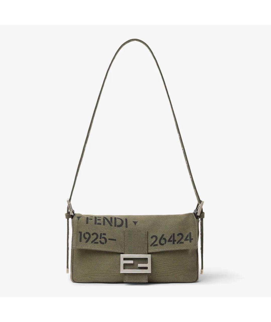 FENDI Хаки тканевая сумка через плечо, фото 2