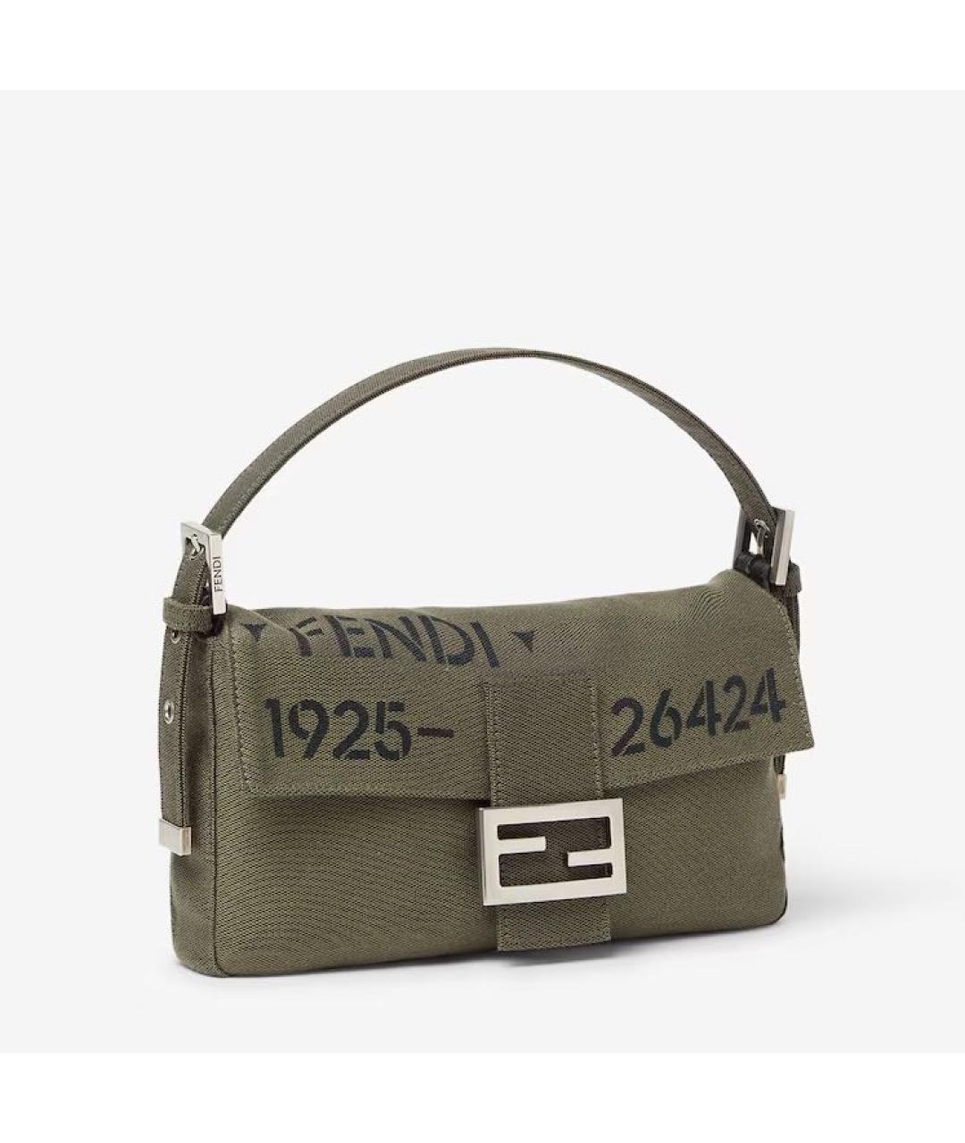 FENDI Хаки тканевая сумка через плечо, фото 3