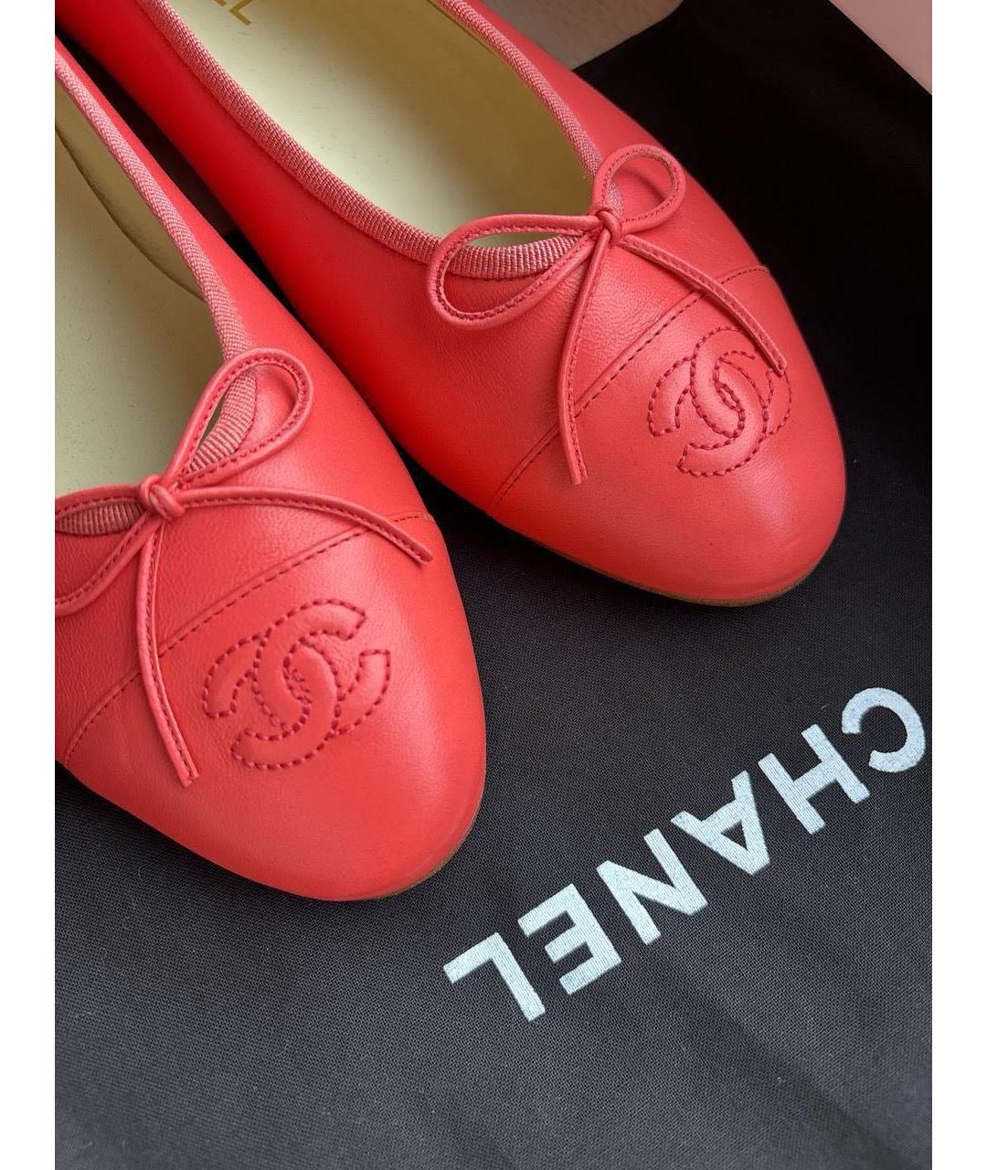 CHANEL Коралловые кожаные балетки, фото 6