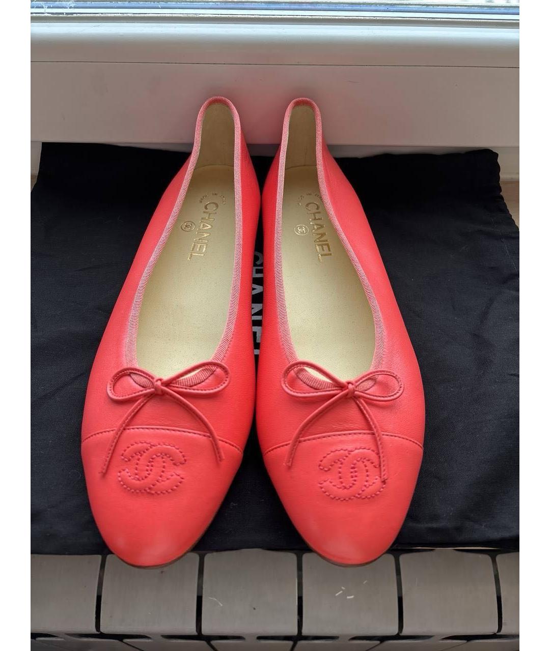 CHANEL Коралловые кожаные балетки, фото 2