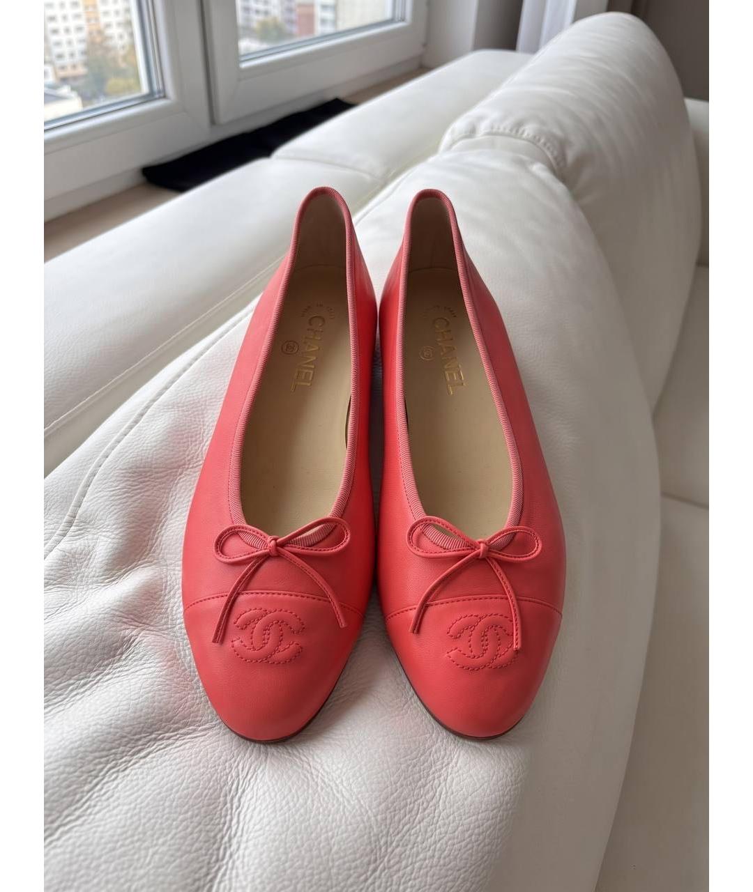 CHANEL Коралловые кожаные балетки, фото 8