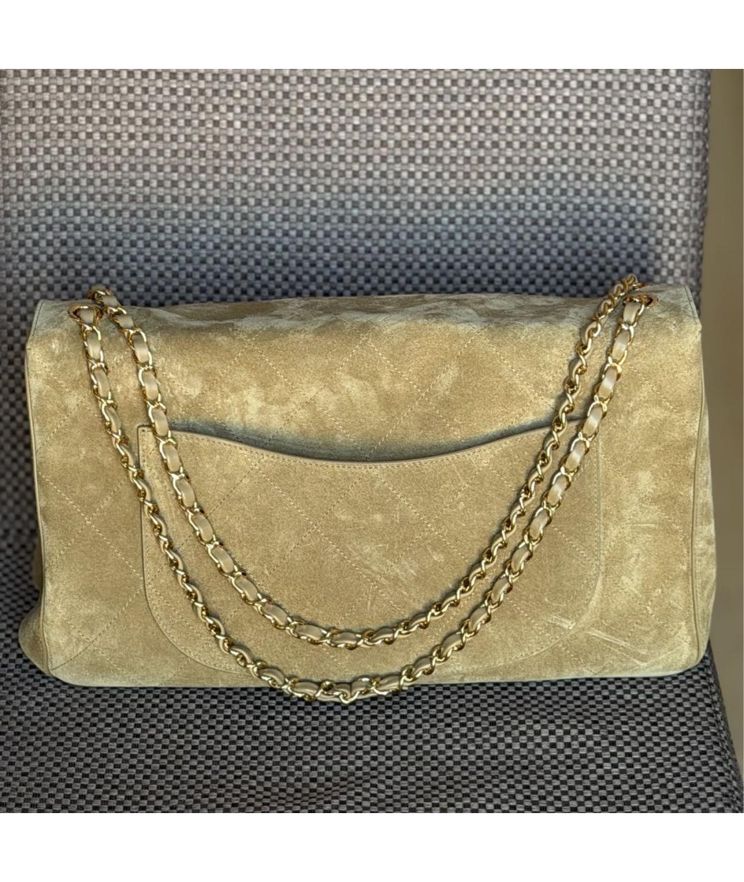 CHANEL Бежевая замшевая сумка через плечо, фото 3