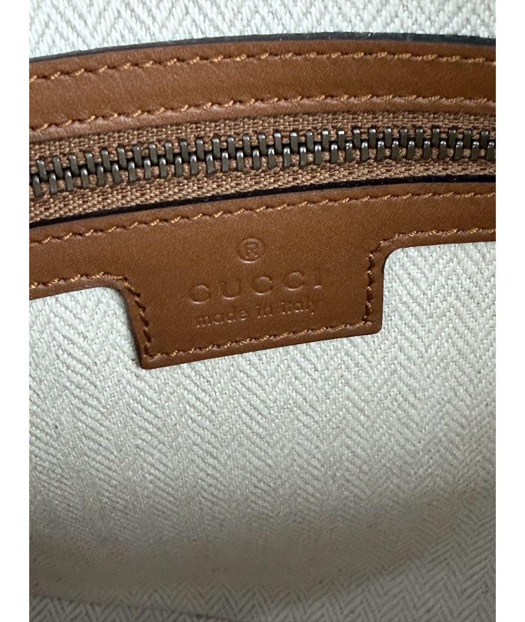 GUCCI Коричневая сумка на плечо из канвы, фото 4