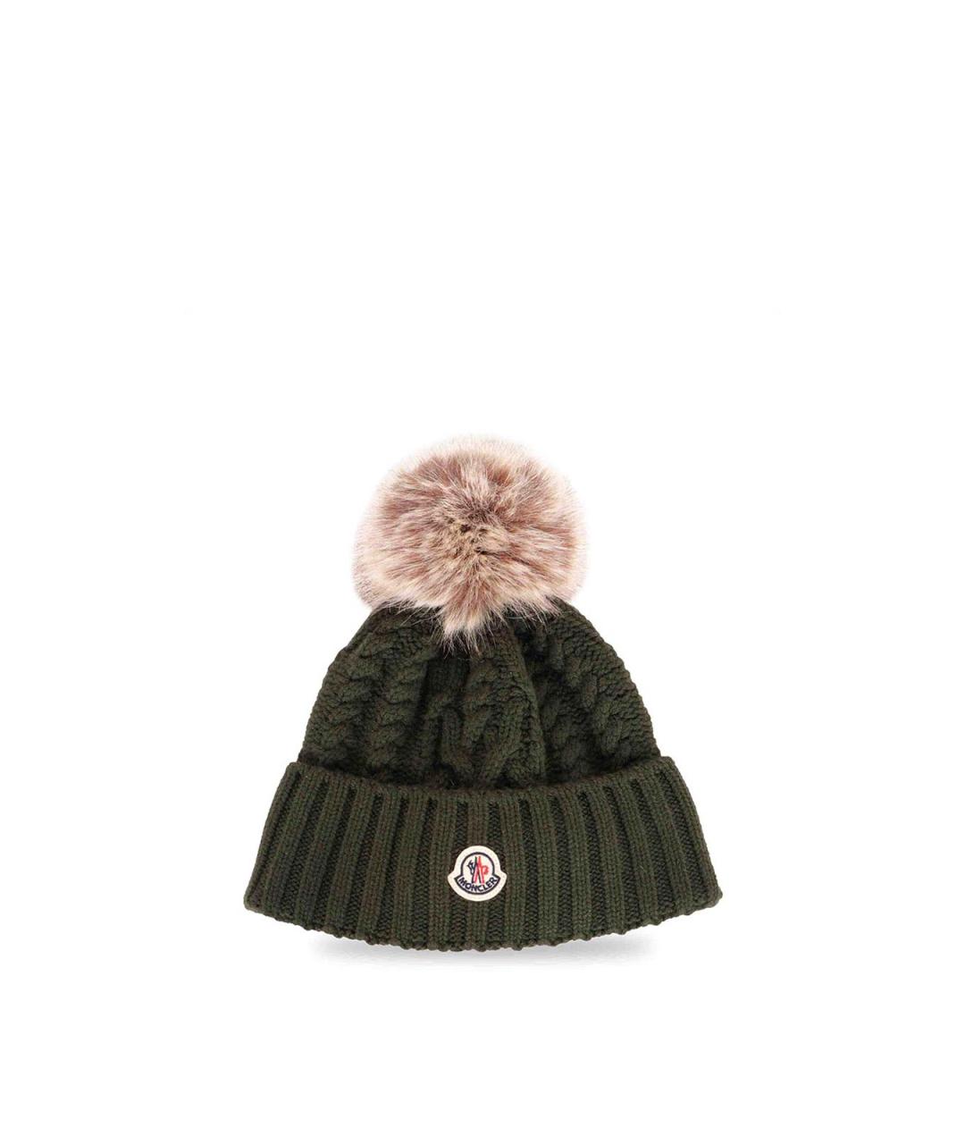 MONCLER Зеленая шерстяная шапка, фото 3