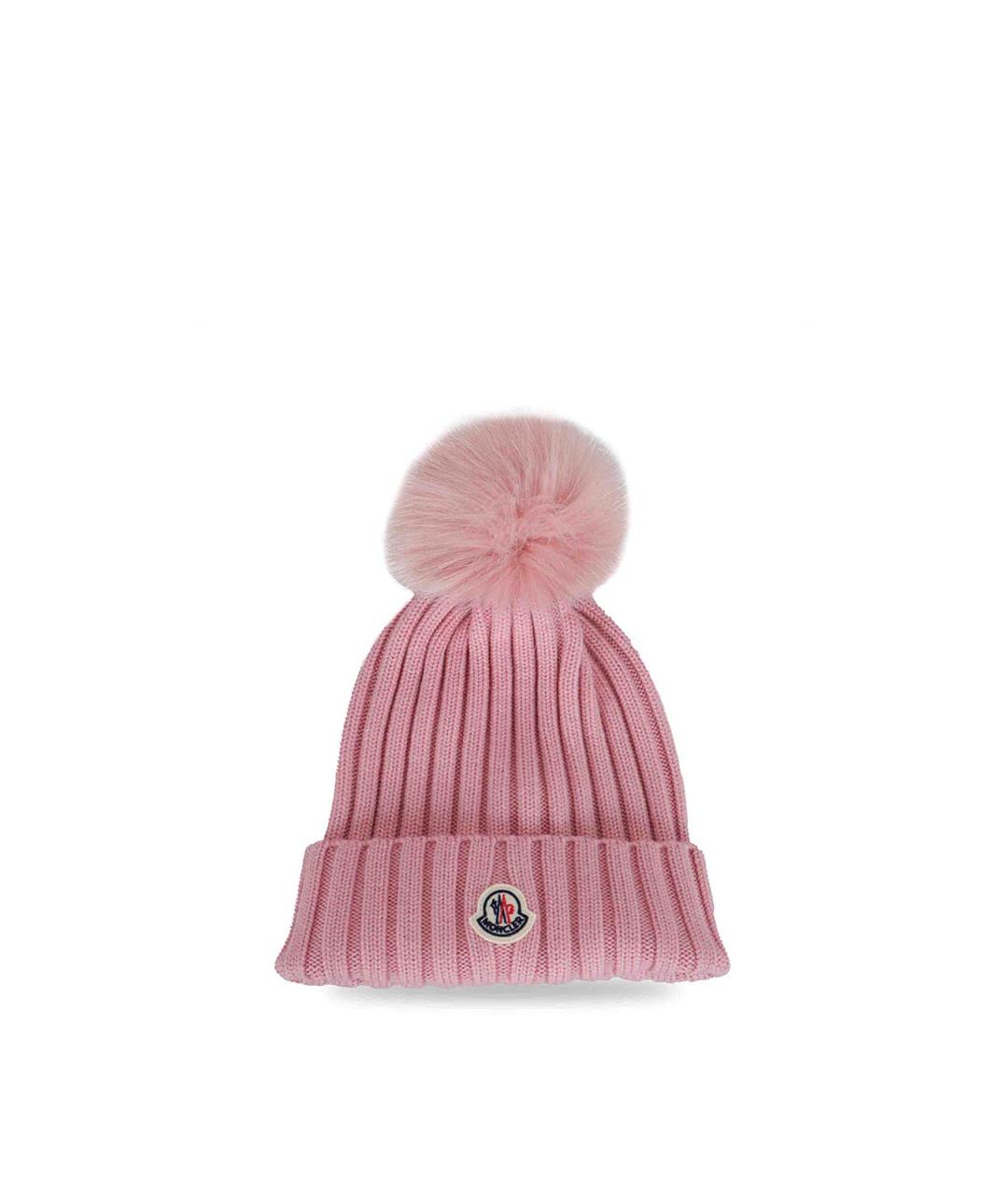 MONCLER Розовая шерстяная шапка, фото 3