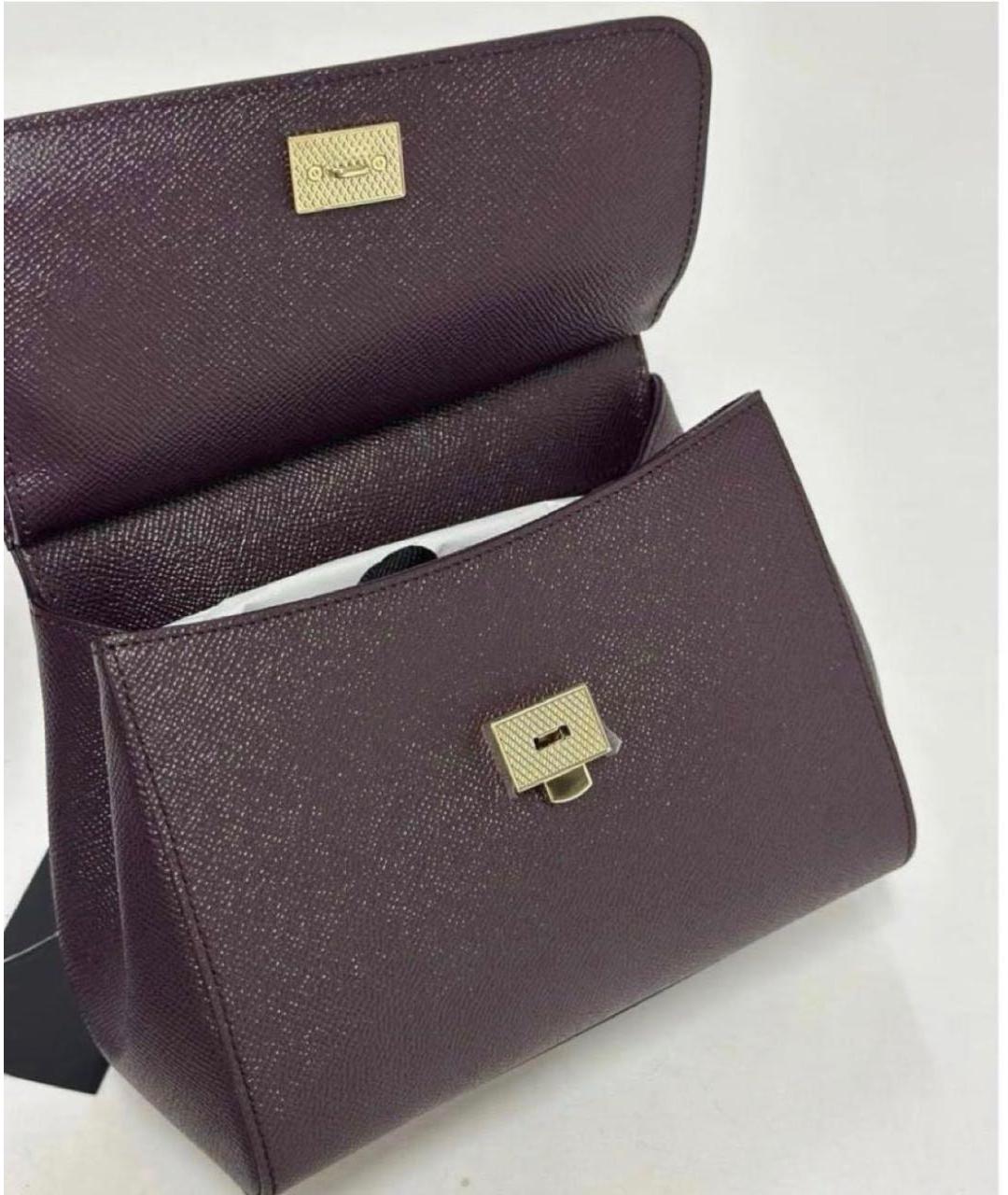 DOLCE&GABBANA Бордовая кожаная сумка с короткими ручками, фото 2