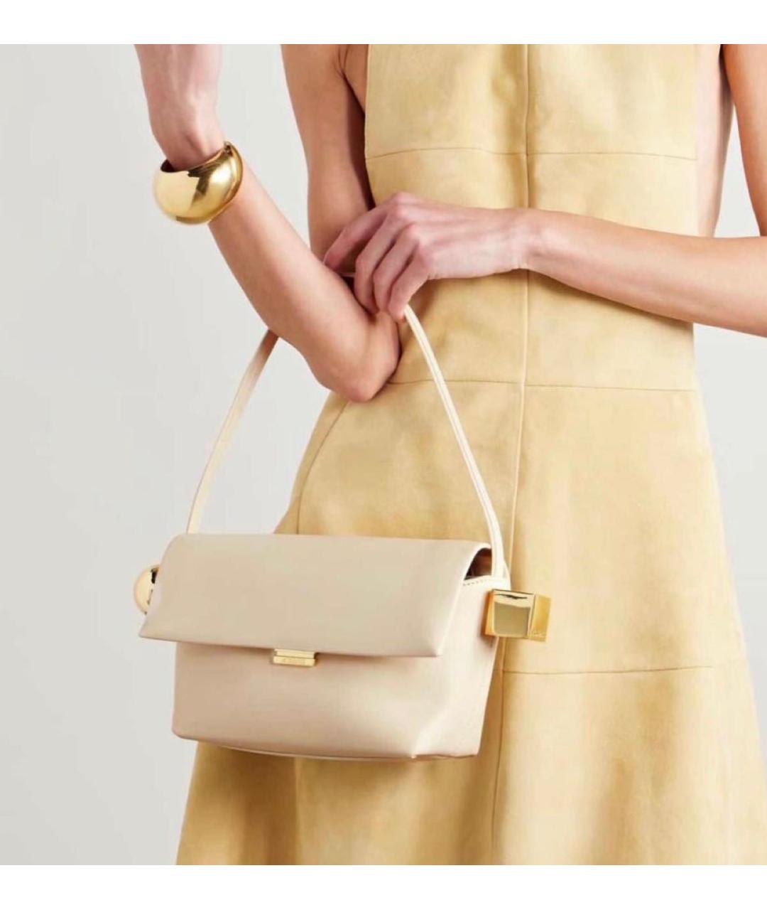 JACQUEMUS Бежевая кожаная сумка с короткими ручками, фото 6