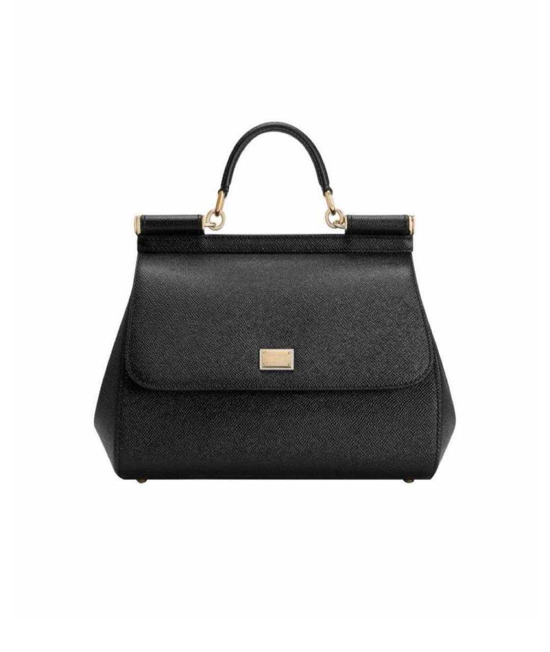 DOLCE&GABBANA Черная кожаная сумка с короткими ручками, фото 1