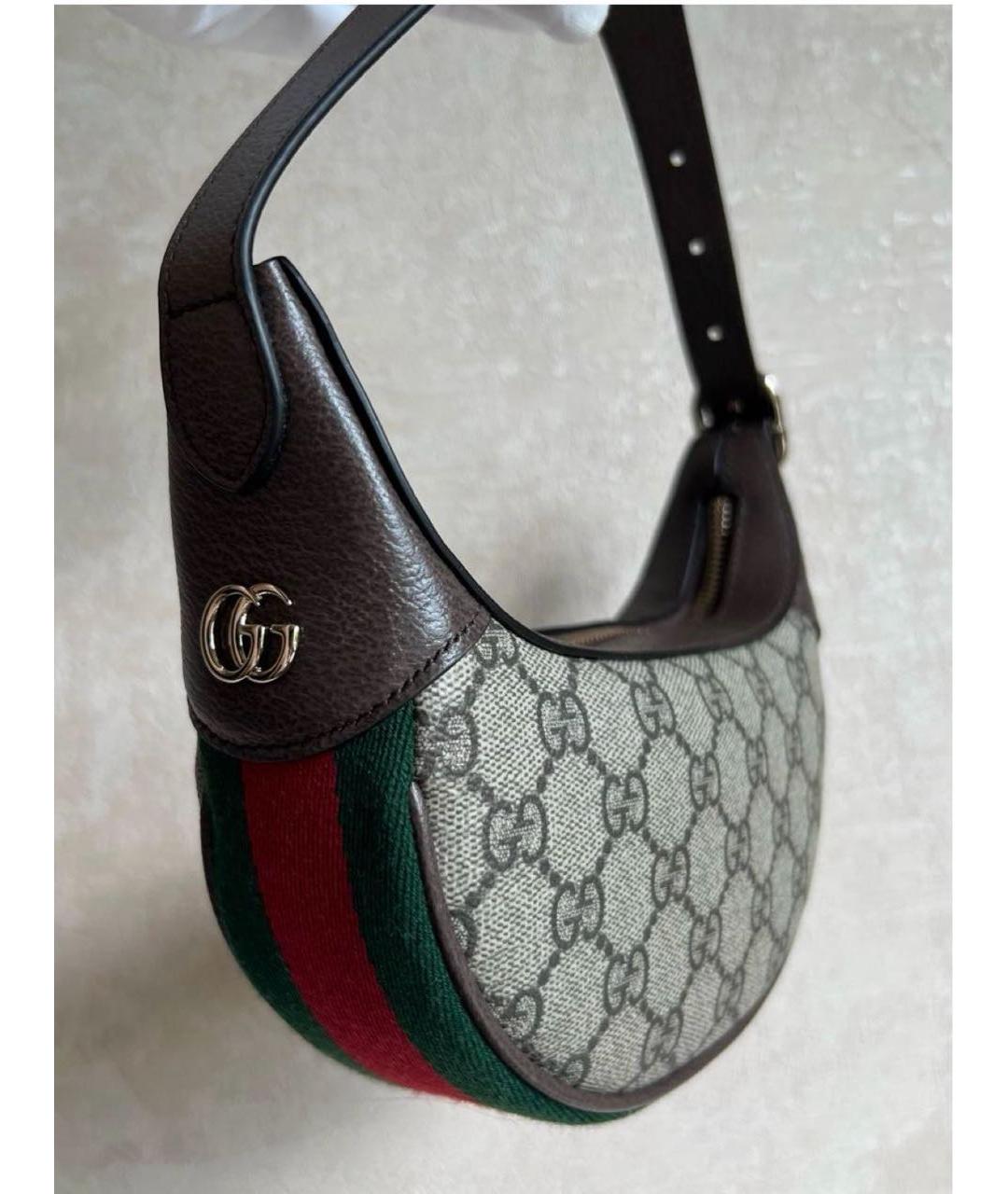 GUCCI Бежевая сумка с короткими ручками из канвы, фото 7