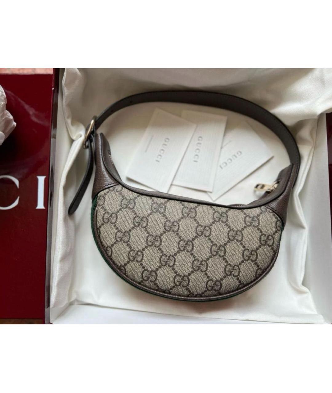 GUCCI Бежевая сумка с короткими ручками из канвы, фото 2