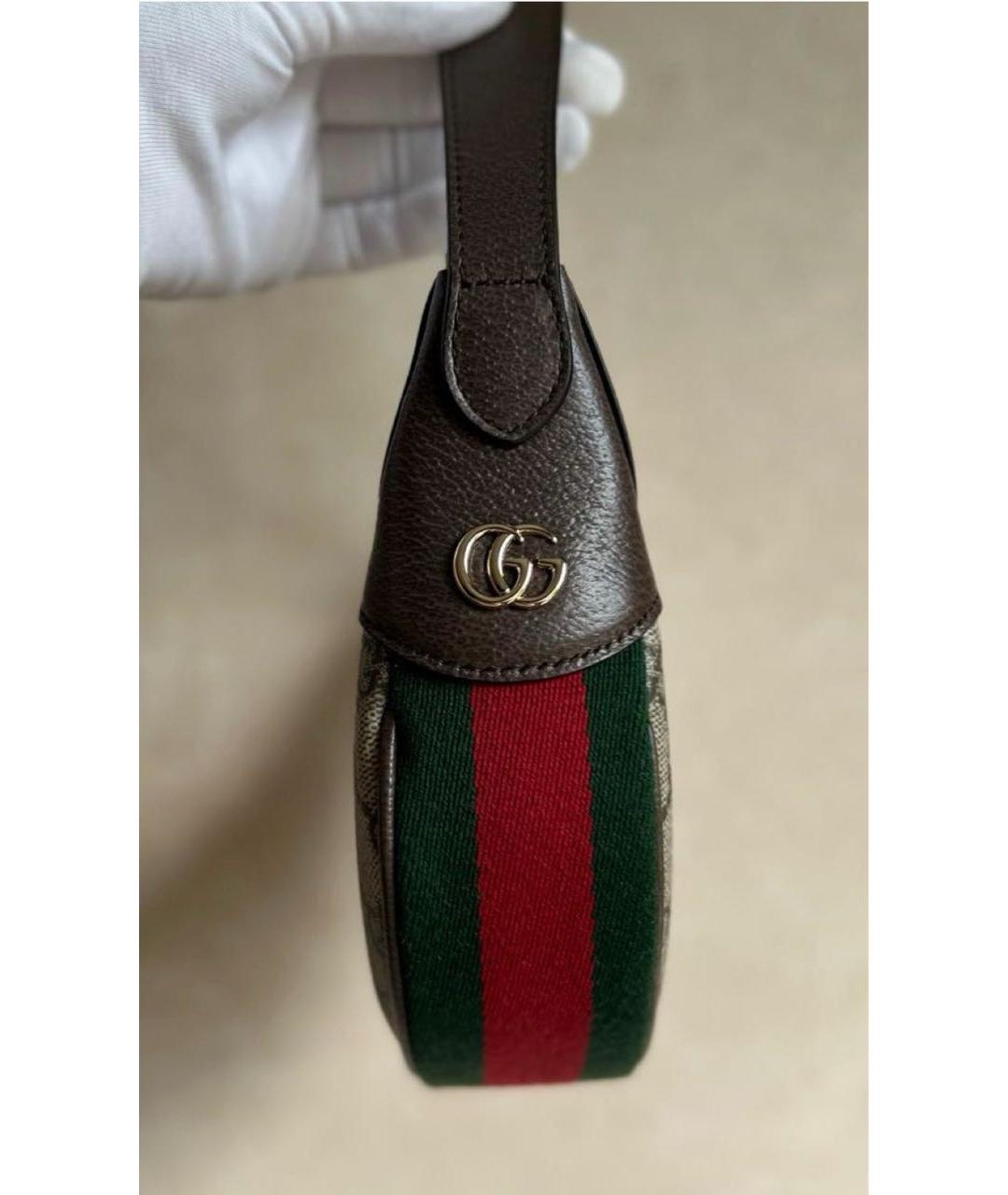 GUCCI Бежевая сумка с короткими ручками из канвы, фото 6