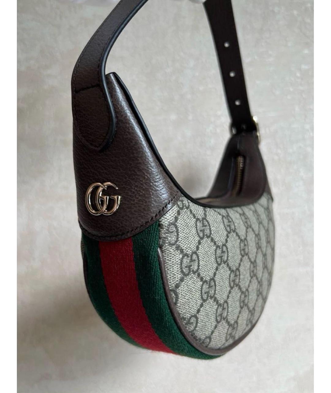 GUCCI Бежевая сумка с короткими ручками из канвы, фото 4