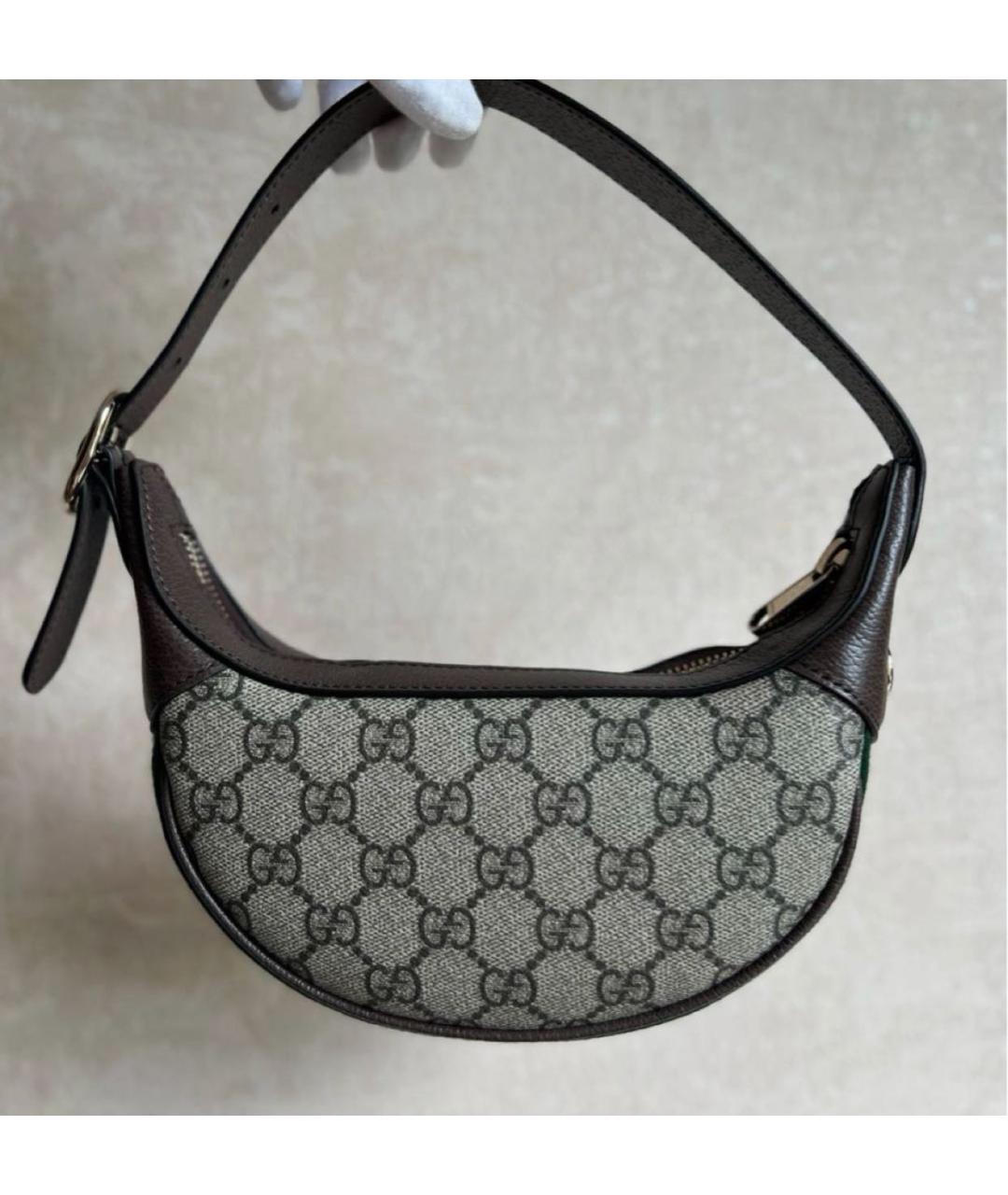 GUCCI Бежевая сумка с короткими ручками из канвы, фото 3
